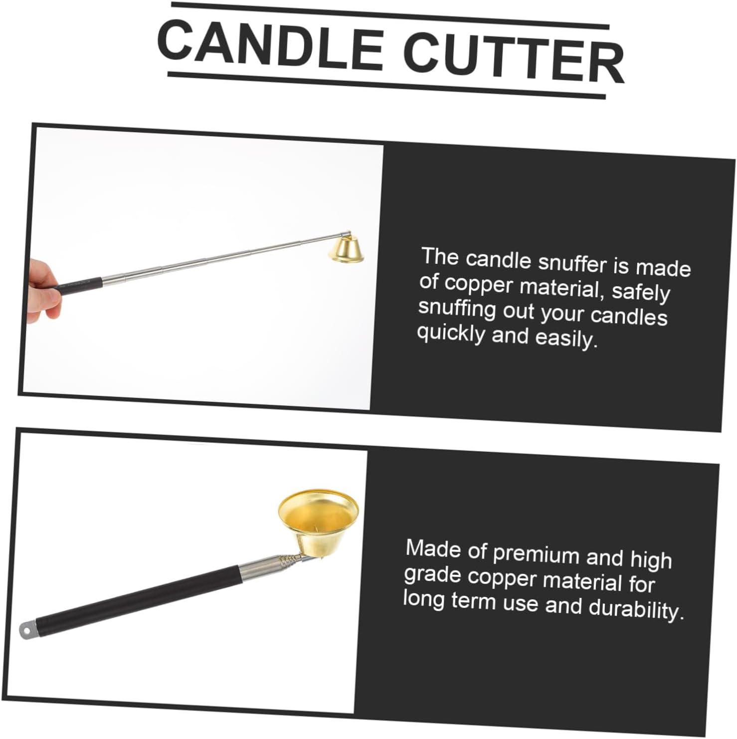2pcs Retractable Candle Snuffer and Trimmer for Home Office Use