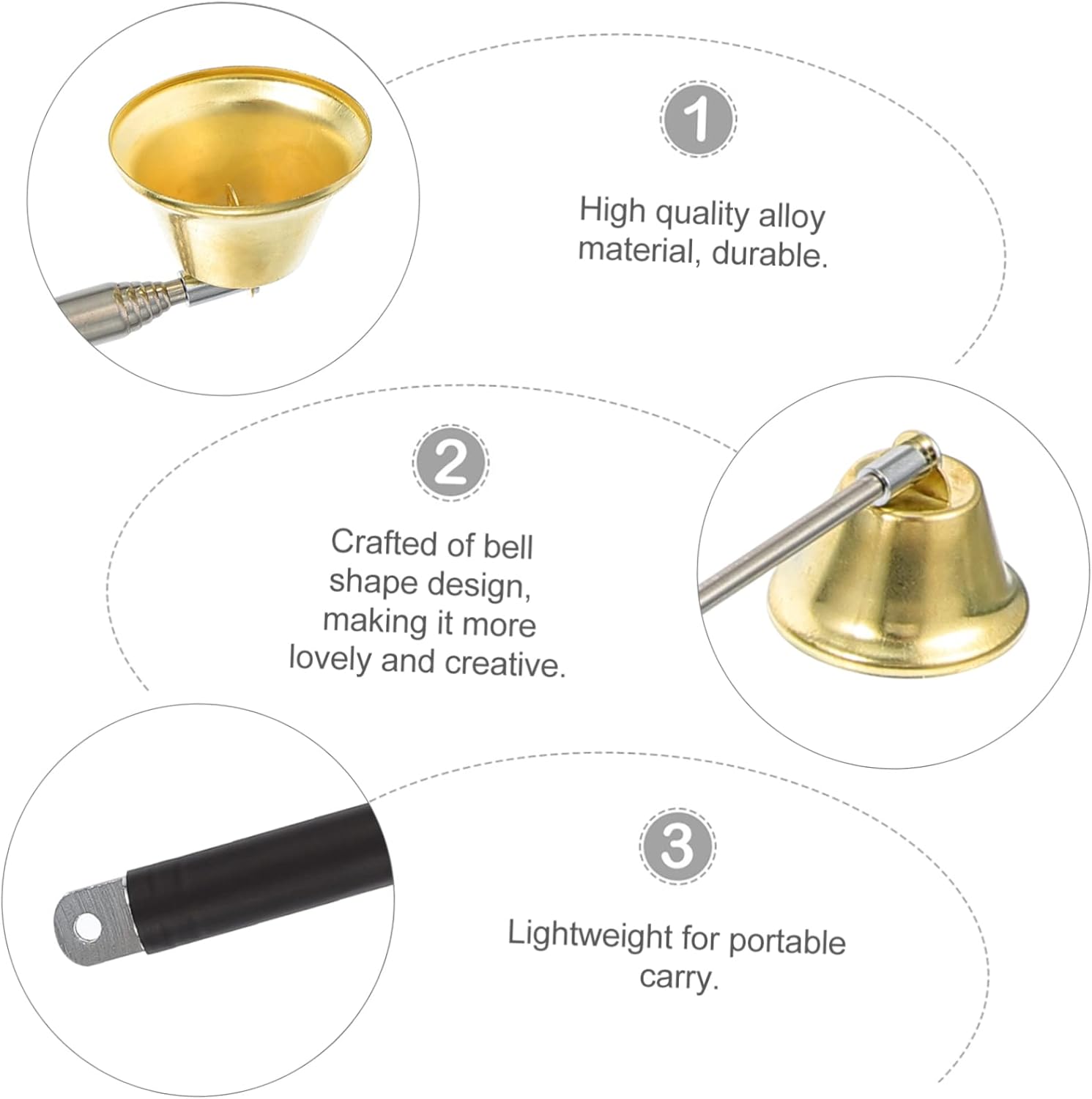 STOBAZA 2pcs Copper Candle Snuffer with Automatic Wick Extinguisher