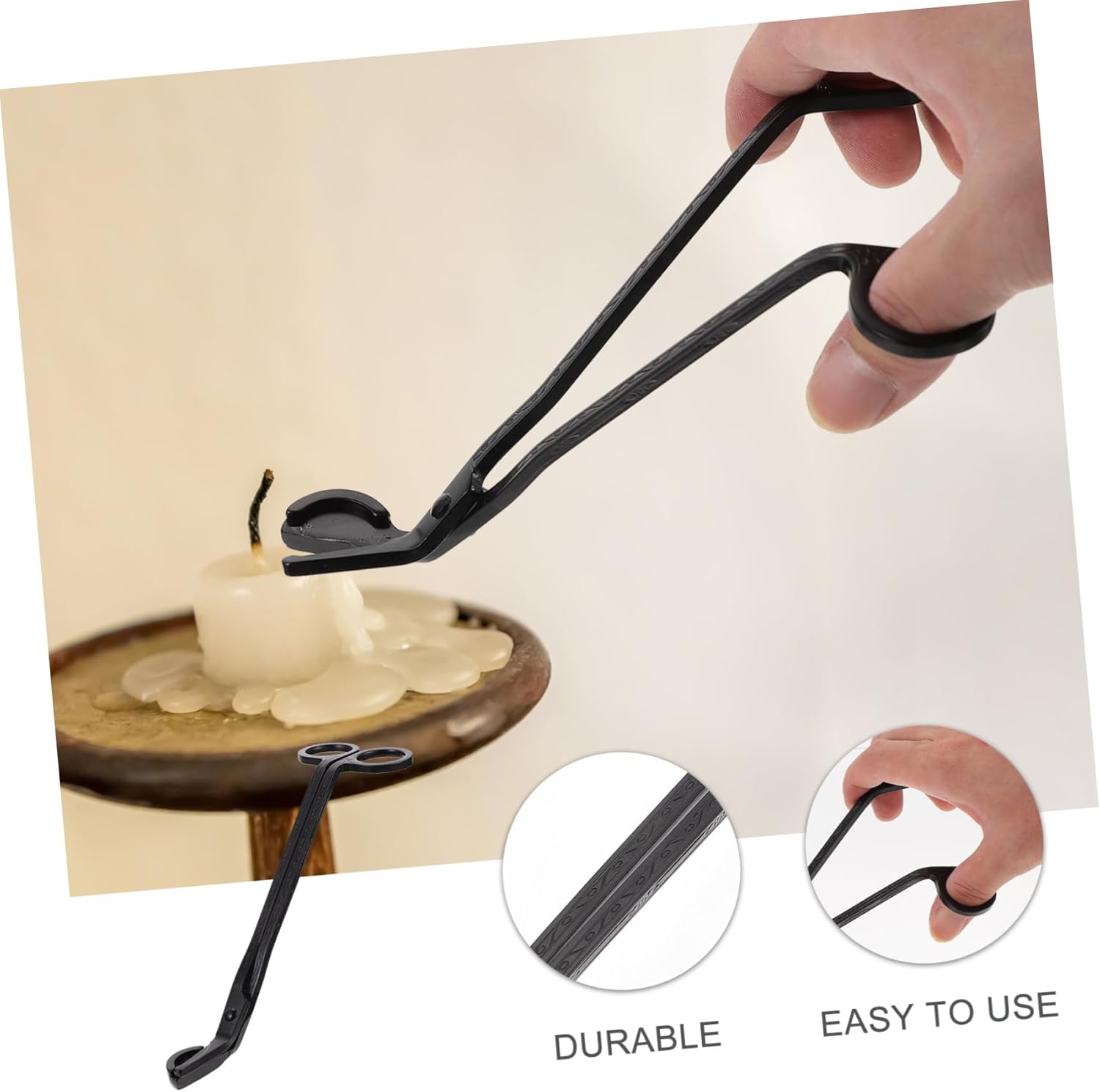 STOBAZA 3pcs Stainless Steel Candle Snuffer and Wick Trimmer Set Black Finish