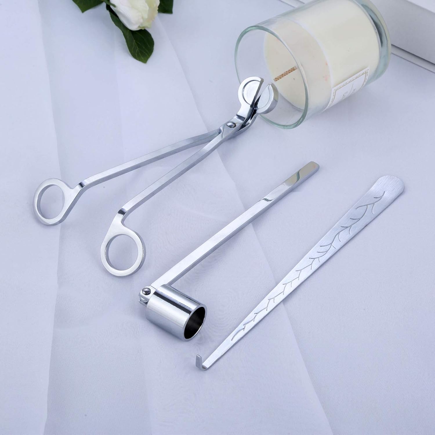 MUXSAM 3 in 1 Candle Accessory Set - Silver