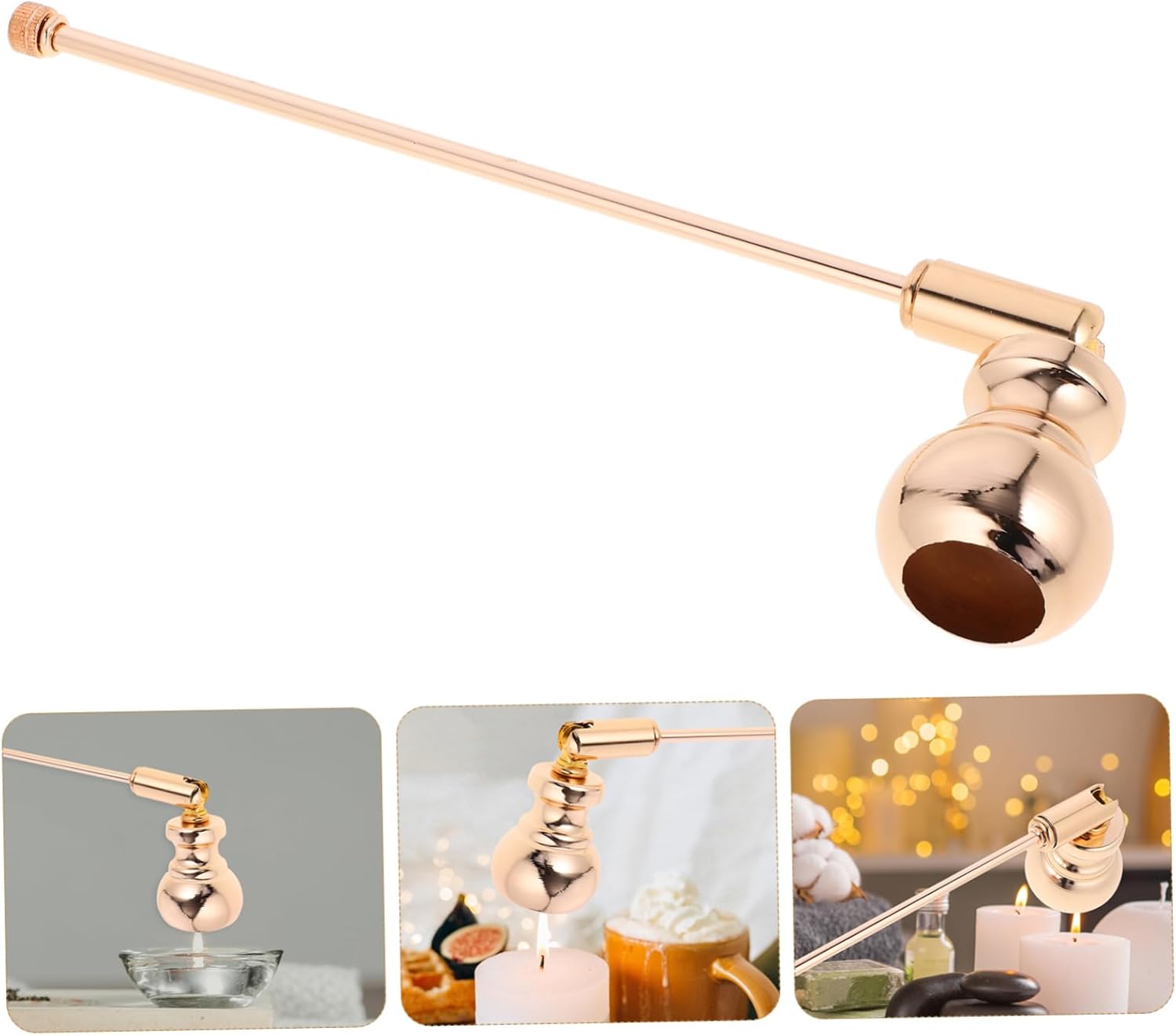1pc Gourd Shape Gold Candle Snuffer with Long Handle