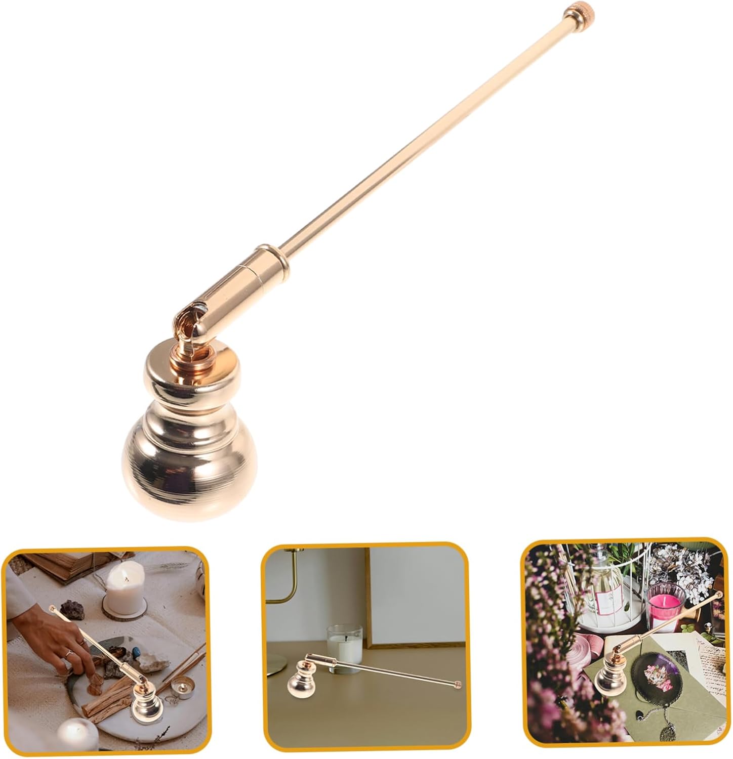 Reusable Candle Snuffer Handle with Gold Design