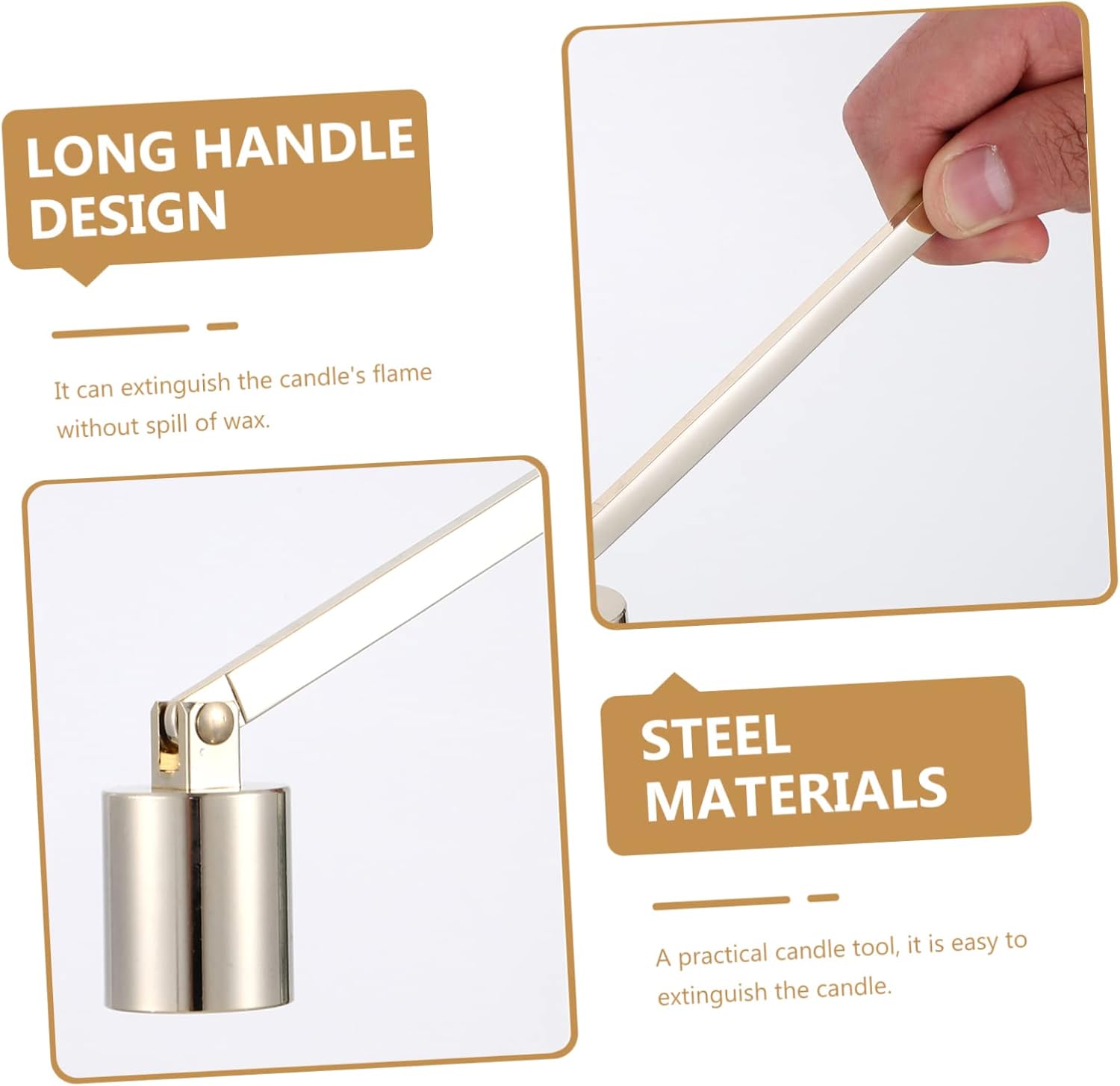 2pc Stainless Steel Candle Snuffers with Handles