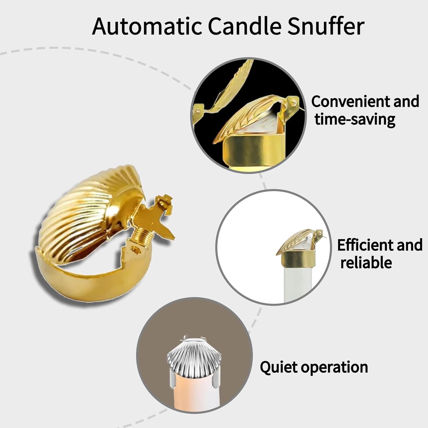 Generic Automatic Candle Snuffer - 4Pcs Silver Metal Shell Extinguisher
