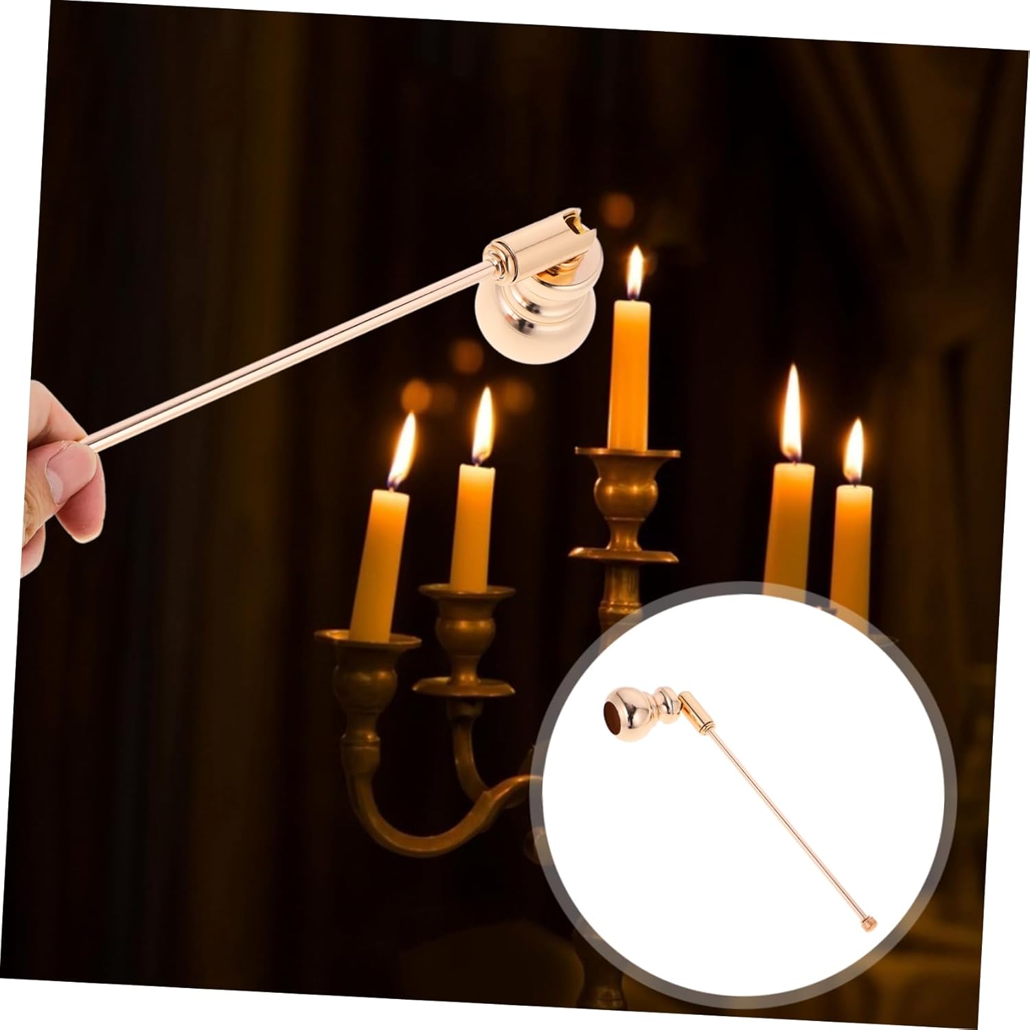Zerodeko Candle Snuffer with Long Handle Iron Material for Jar Candles