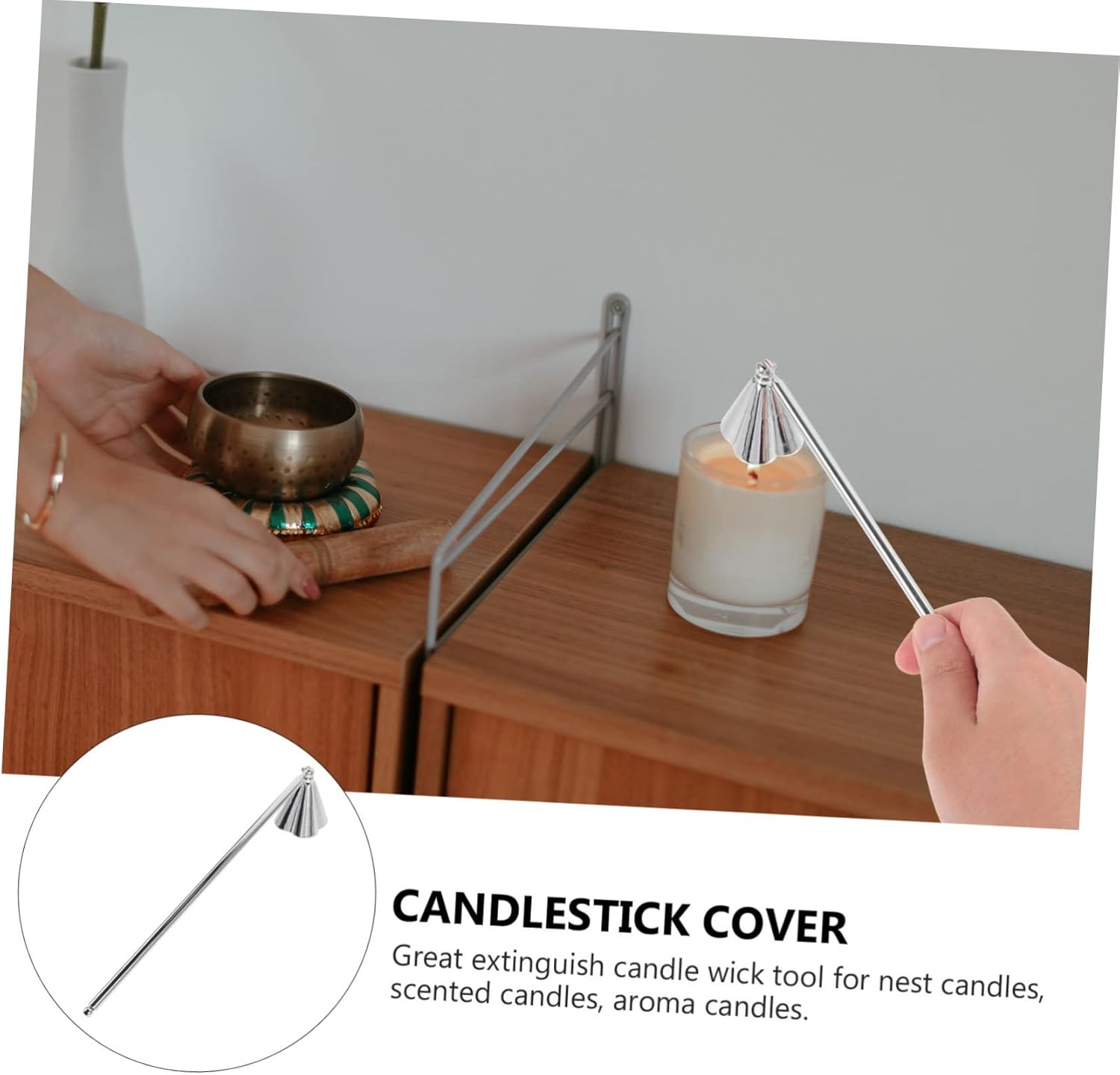 Stainless Steel Candle Snuffer with Long Handle for Safe Extinguishing