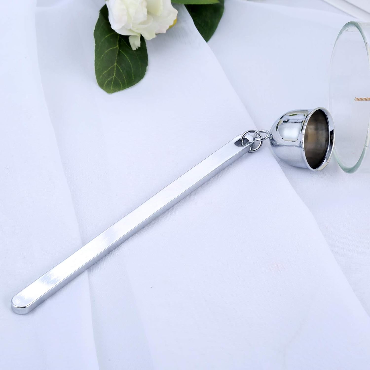 MUXSAM 1 Pack Stainless Steel Candle Extinguisher with Bell Snuffer - Silver
