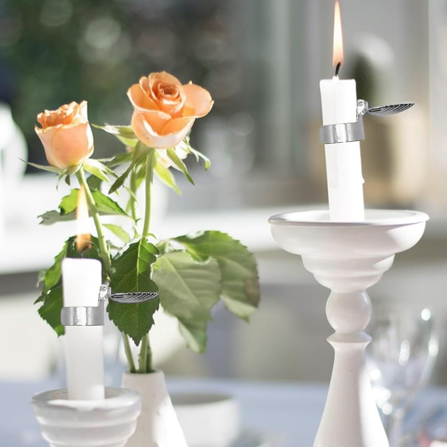 4Pcs Candle Snuffer Metal Shell Automatic Candle Stopper for Candles Silver