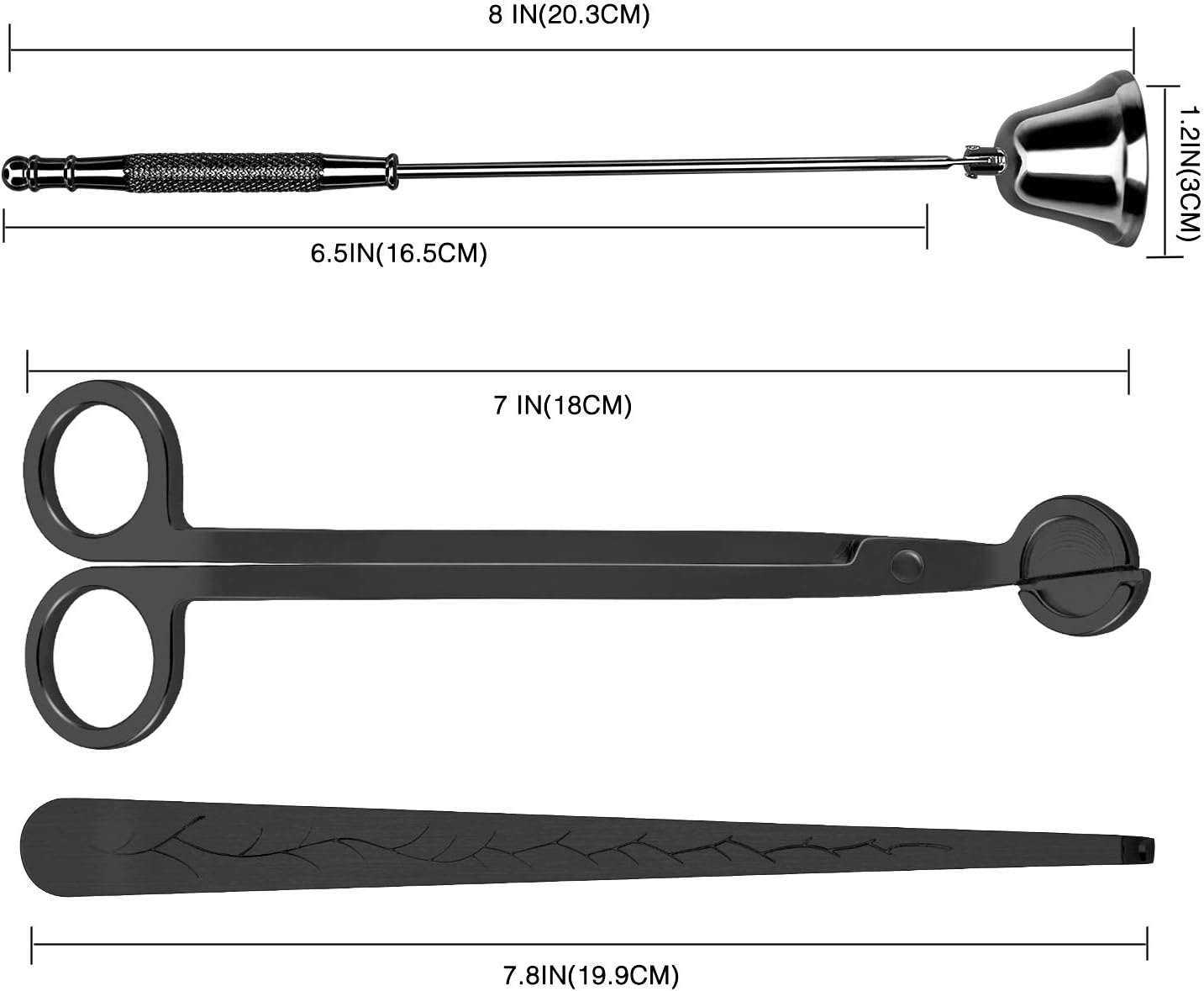 3 in 1 Candle Wick Trimmer Set - Dark Black