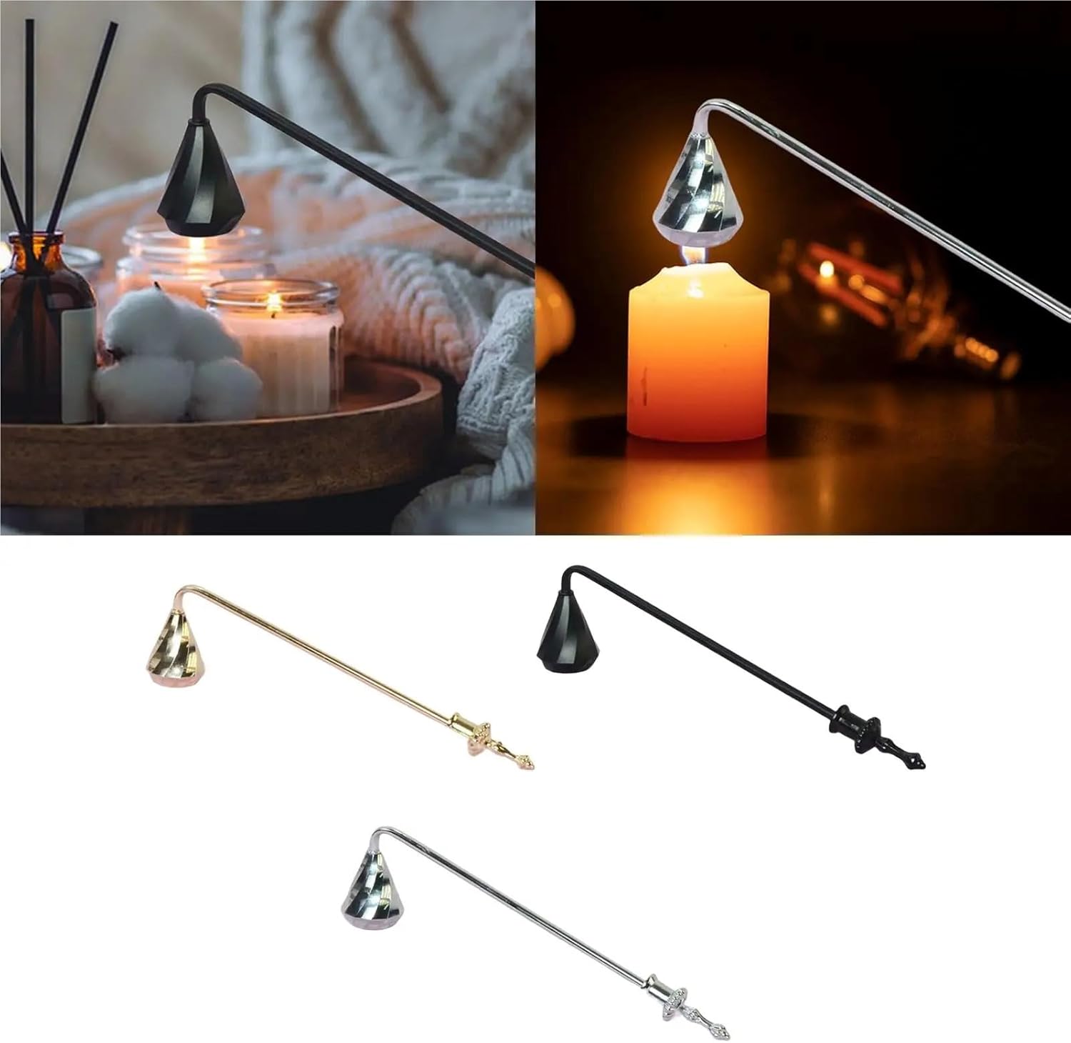 Golden Metal Candle Snuffer 2Pcs Set