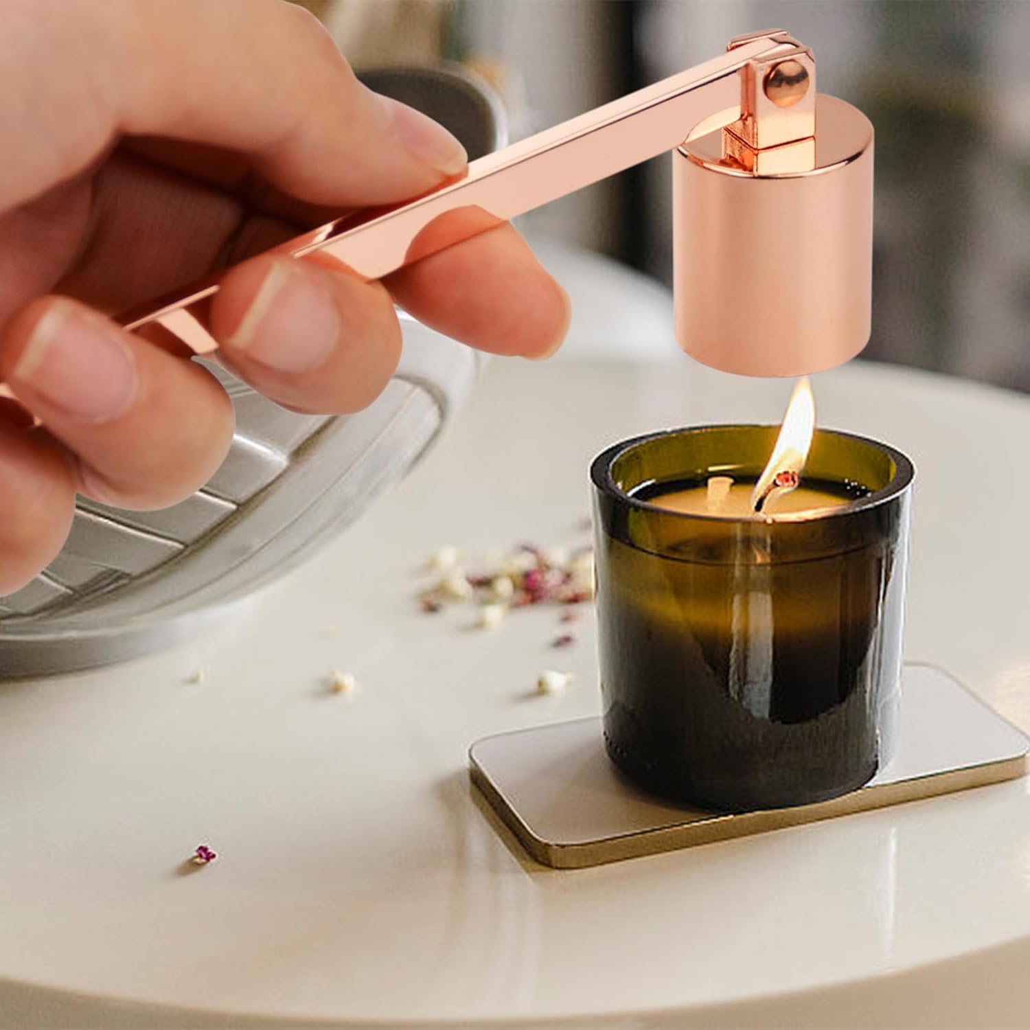 Rose Gold Candle Snuffer with Long Handle 1