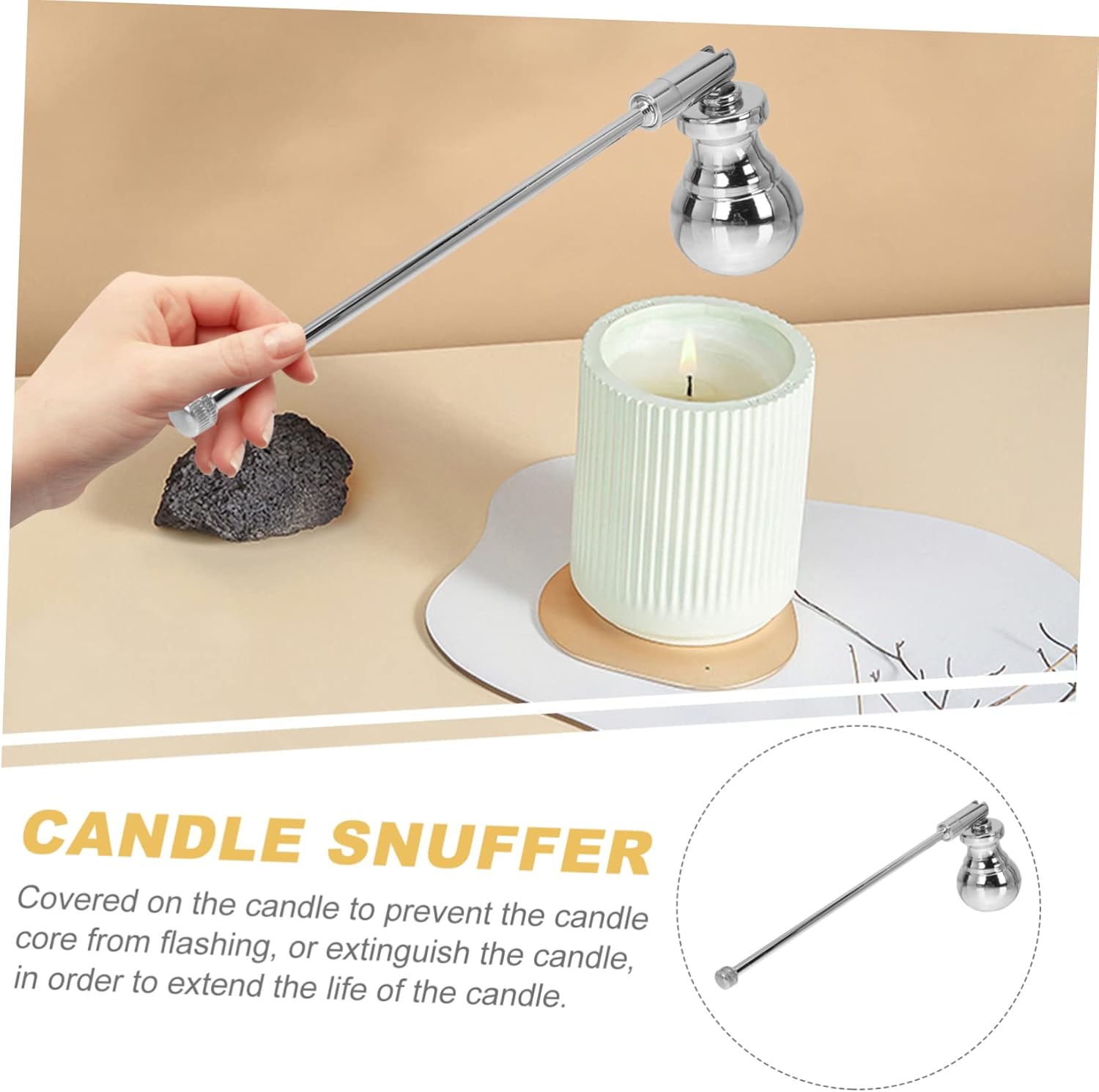 STOBAZA Break Resistance Candle Wick Snuffer Tool for Deep Jar Candles