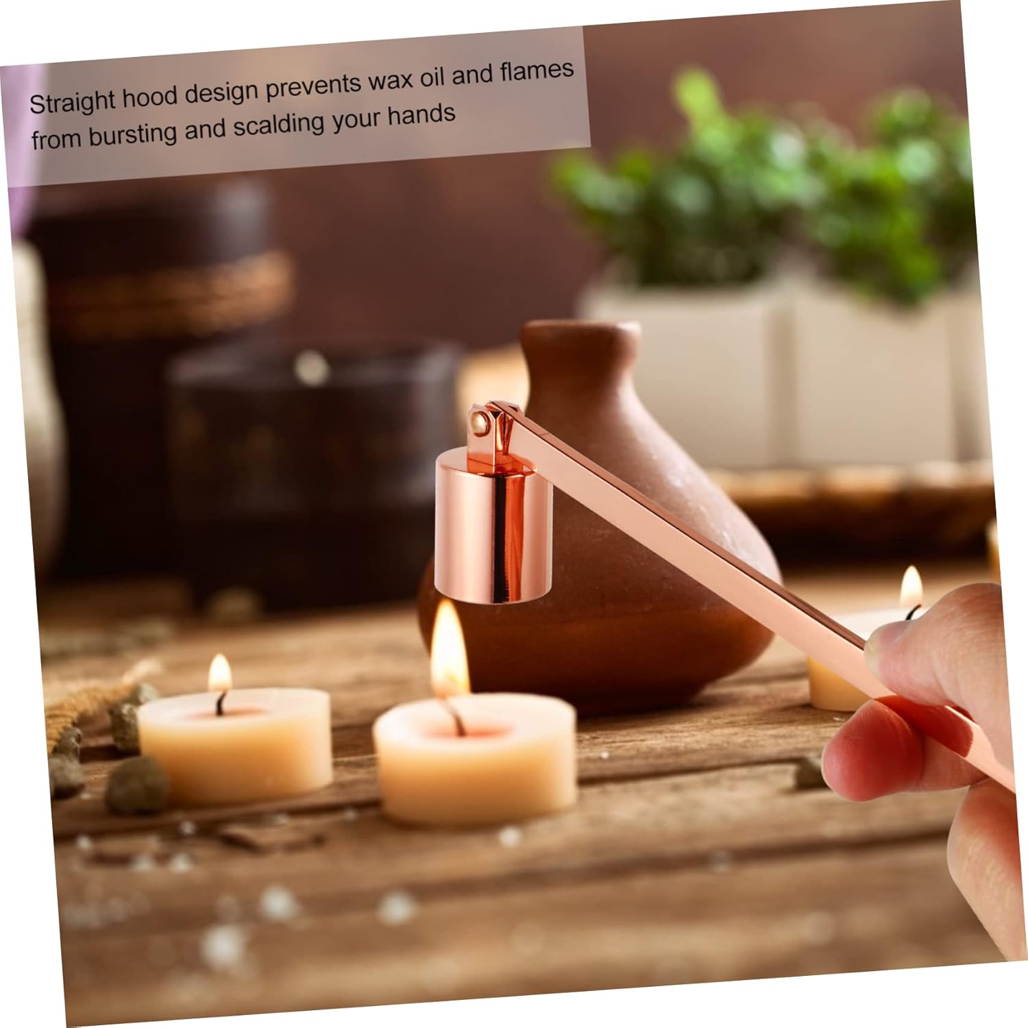 GOOHOCHY Candle Snuffer with Long Handle and Rose Gold Finish