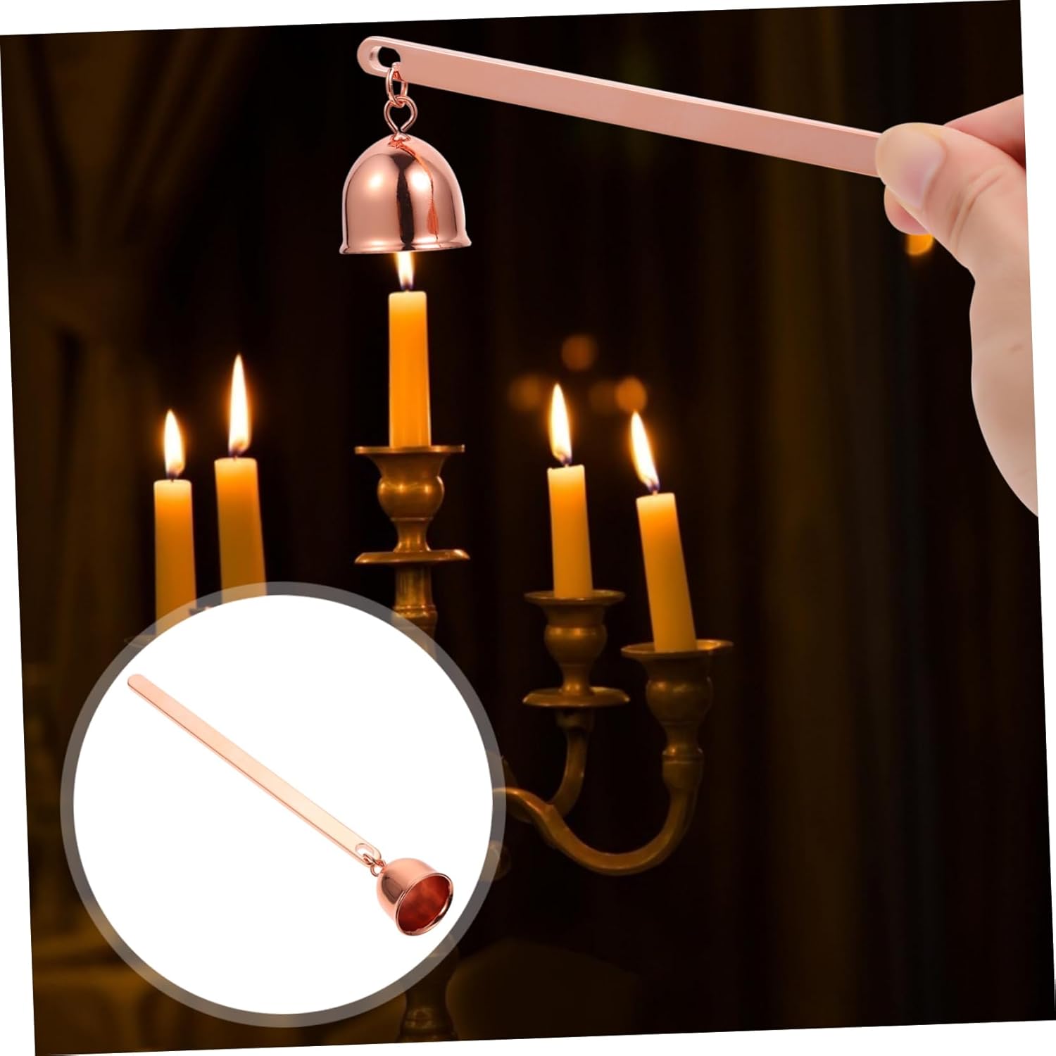 Stainless Steel Candle Snuffer with Long Handle for Safe Wick Coverage