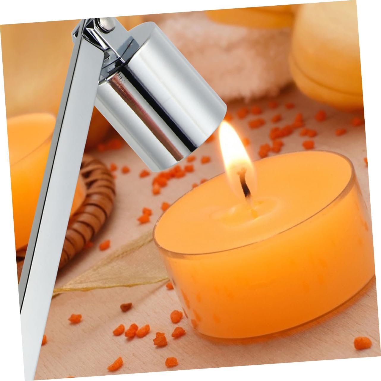 STOBAZA 2pcs Candle Snuffers with Long Handles Black and Silver
