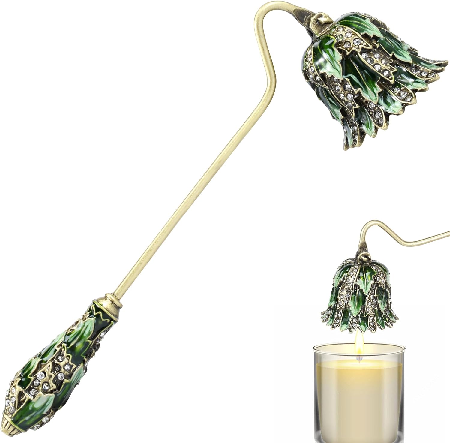 Elegant Green Candle Snuffer with Long Handle