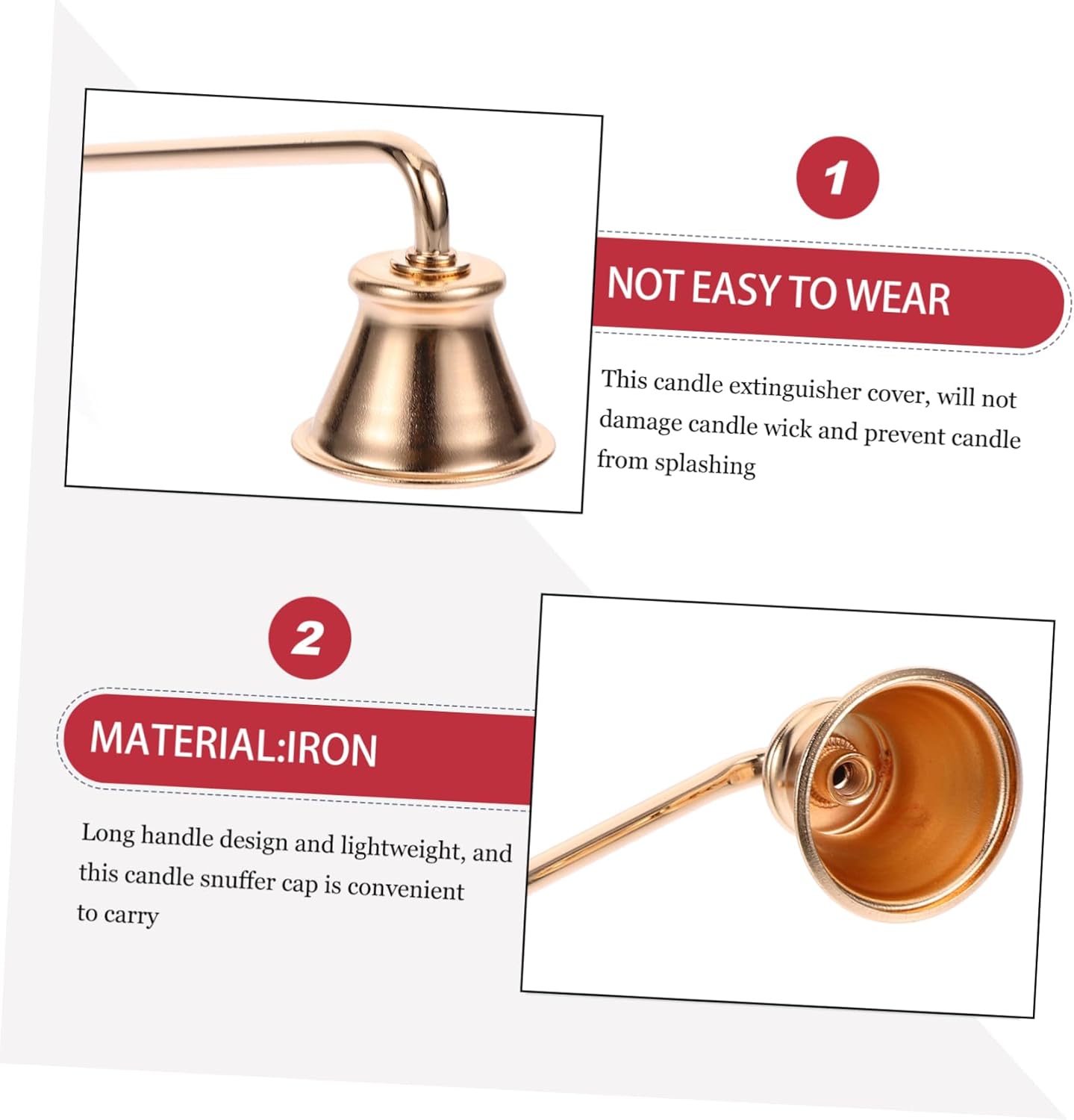 Candle Extinguisher with Long Handle and Sturdy Wick Snuffer for Home Use