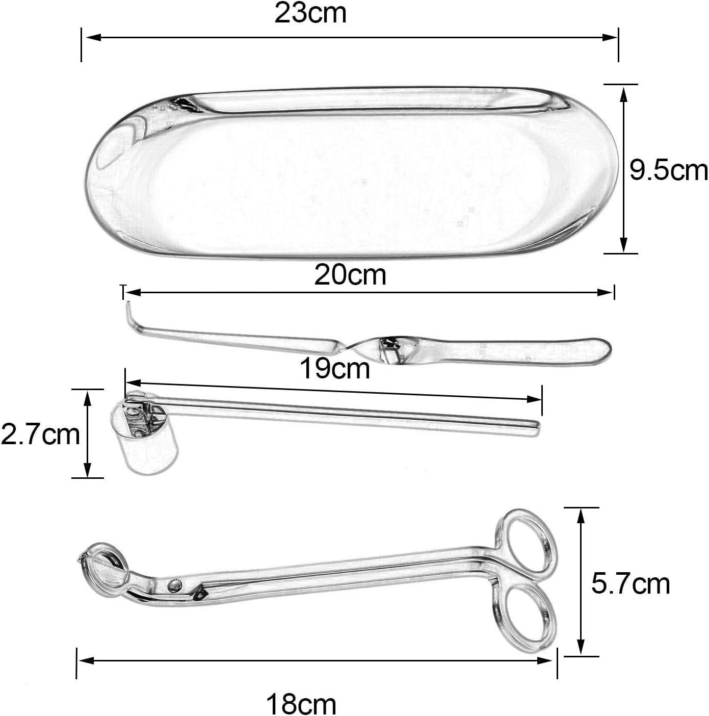 MUXSAM 4 in 1 Candle Accessory Set - Silver