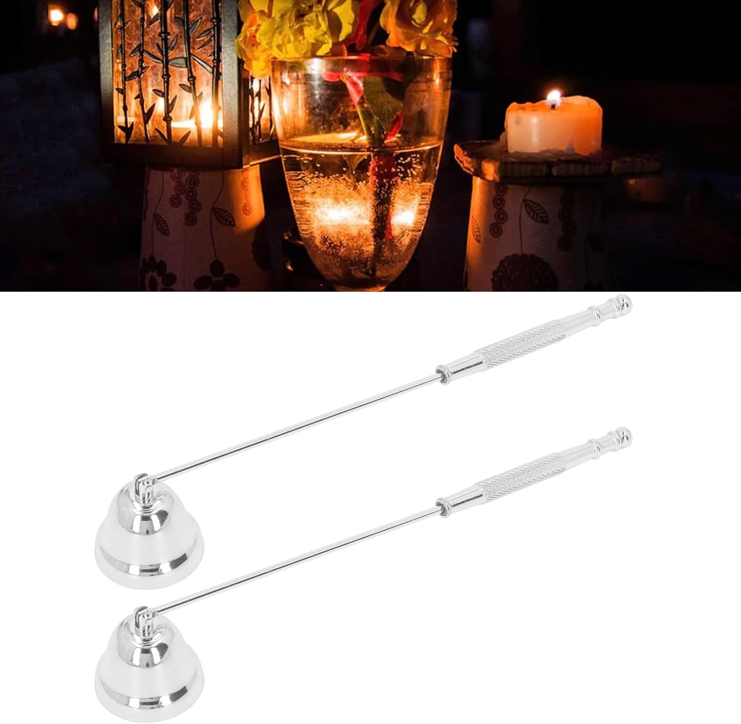 Zerodis Candle Snuffer 2PCS with Long Handle Silver
