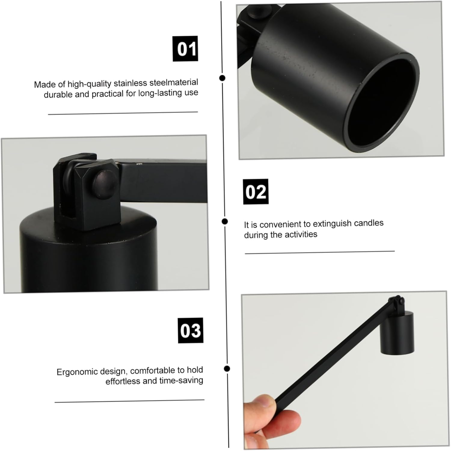 Cabilock Black Long Candle Snuffer Wick Extinguisher