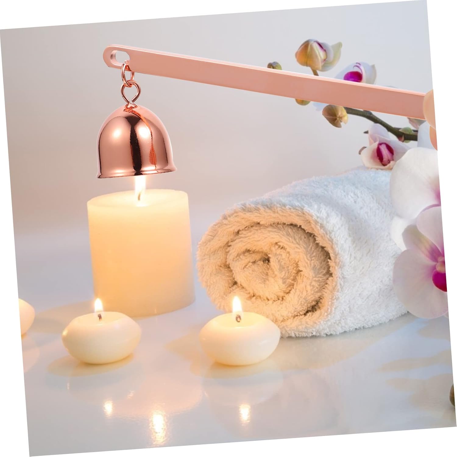 Stainless Steel Candle Snuffer with Long Handle for Safe Wick Coverage