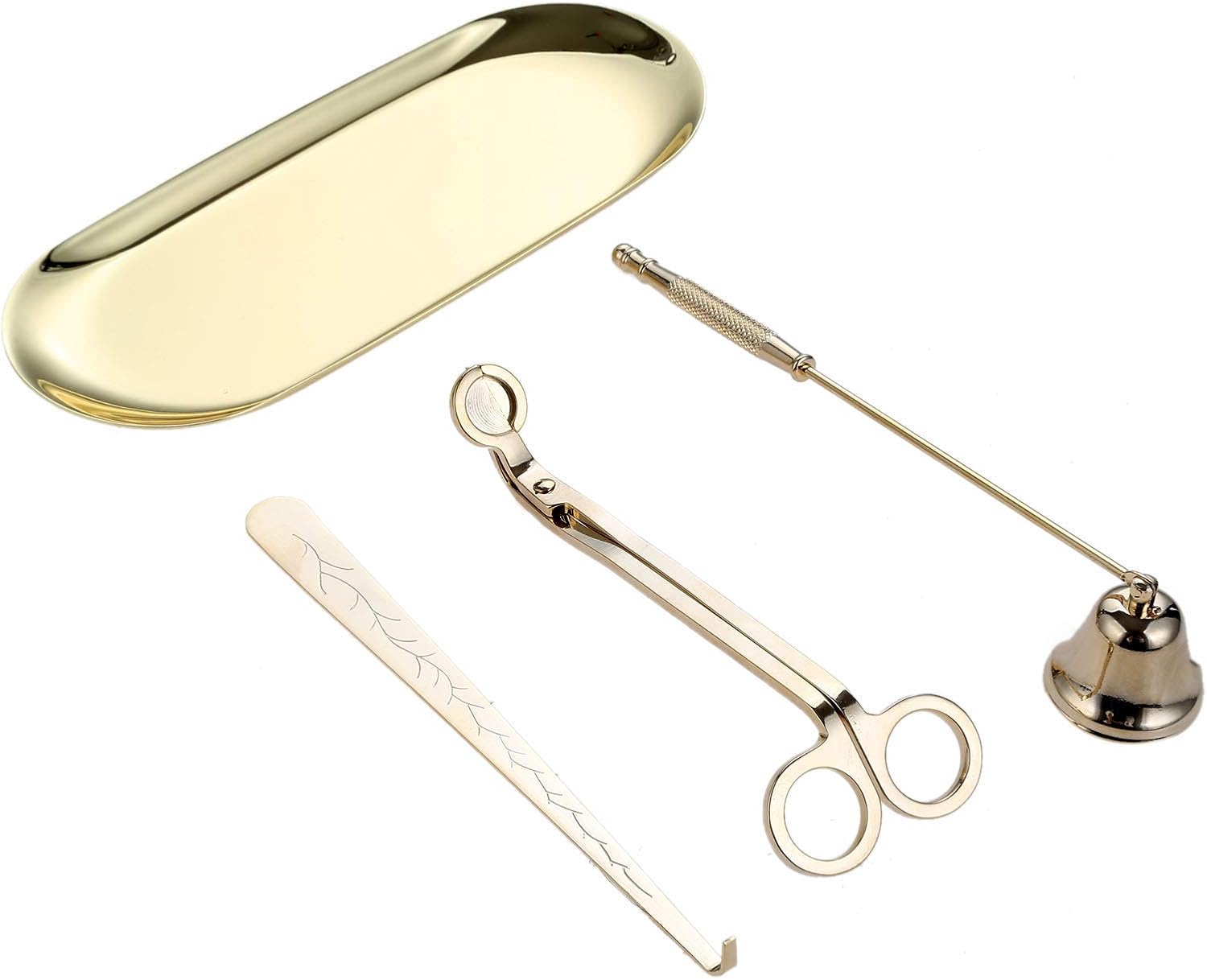 MUXSAM 4 in 1 Candle Care Set with Gold Finish