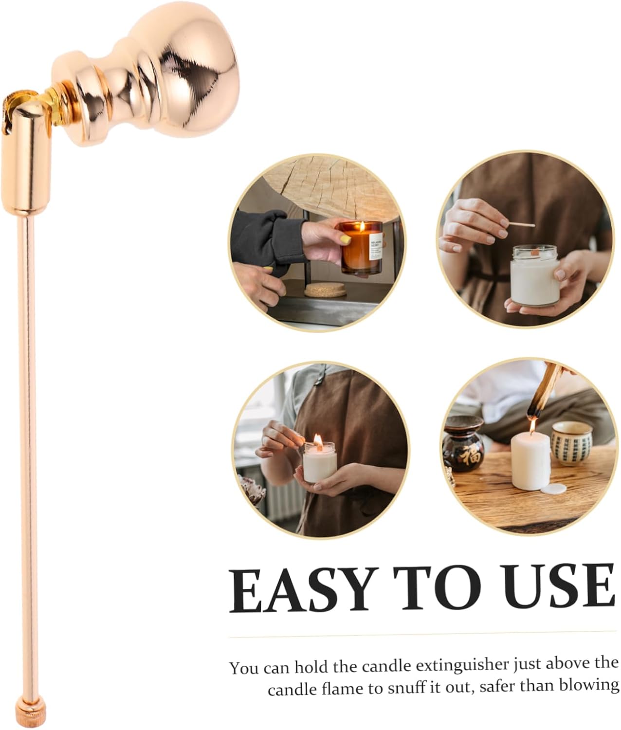 Zerodeko Candle Snuffer with Long Handle Iron Material for Jar Candles