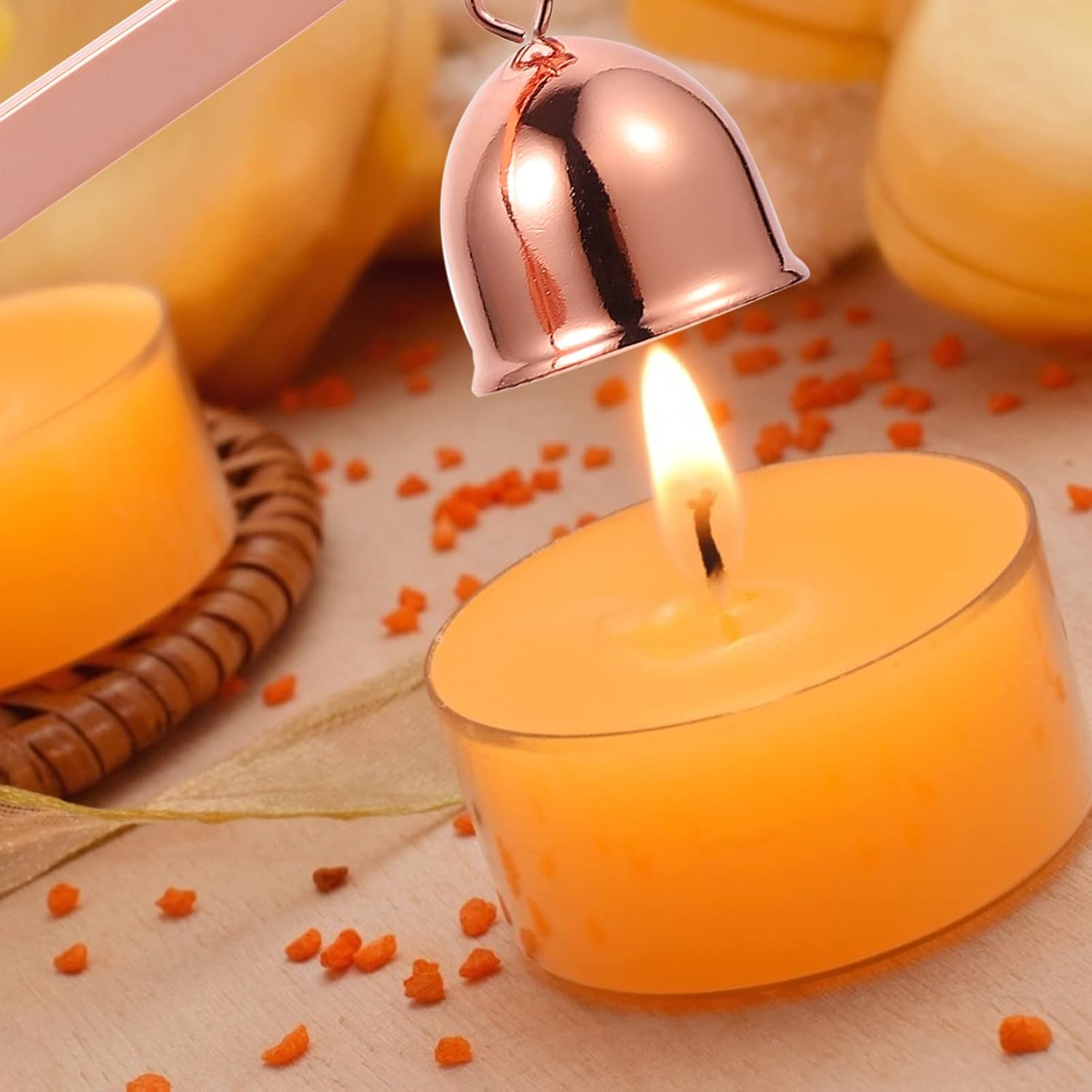 Stainless Steel Candle Snuffer with Long Handle Bell Shape Wick Cover