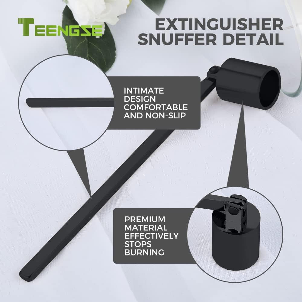 Candle Snuffer and Wick Trimmer Set Long Handle Black