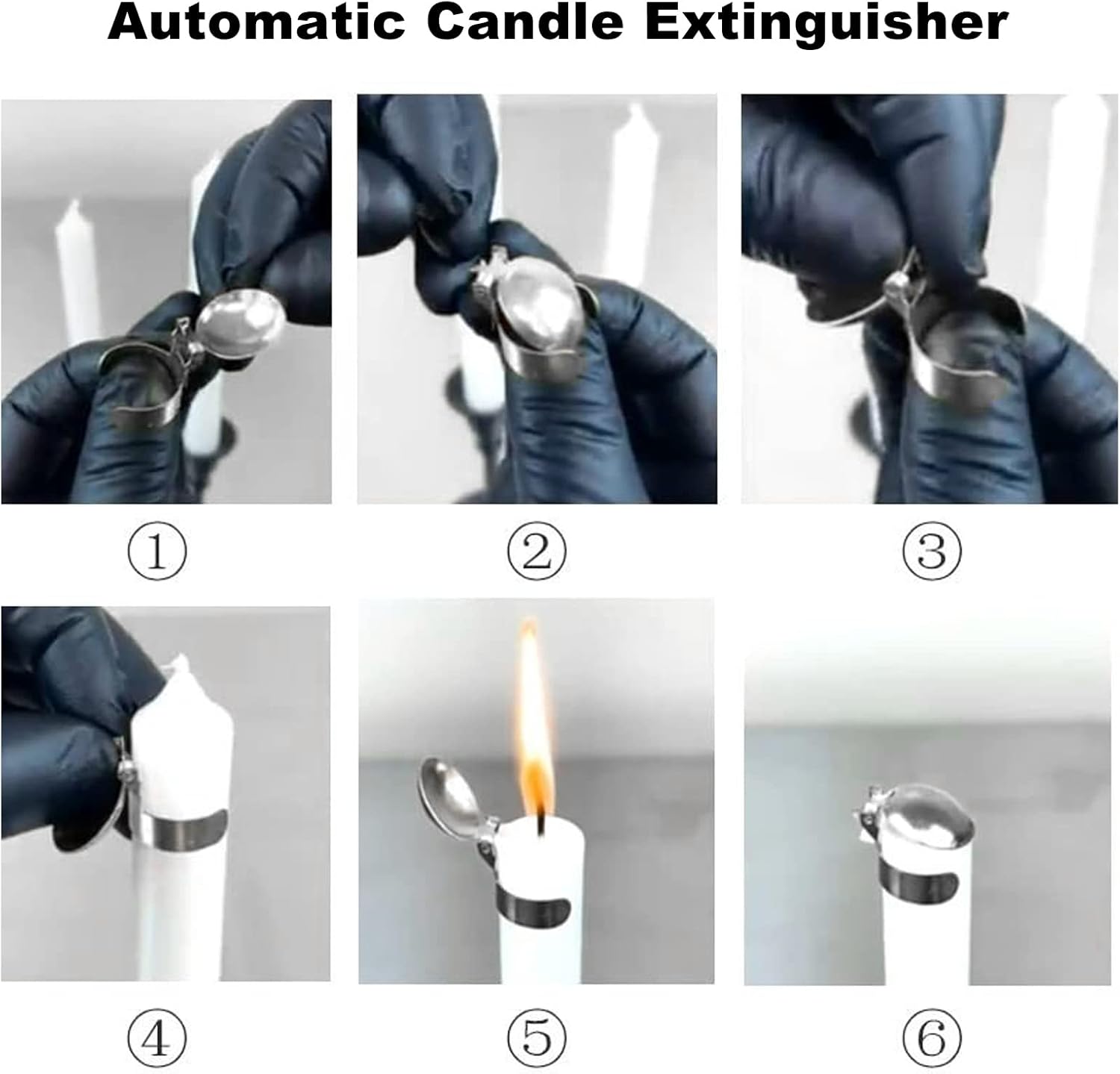 Automatic Candle Snuffer 4Pcs Stainless Steel Flame Extinguisher for Safe Candle Use