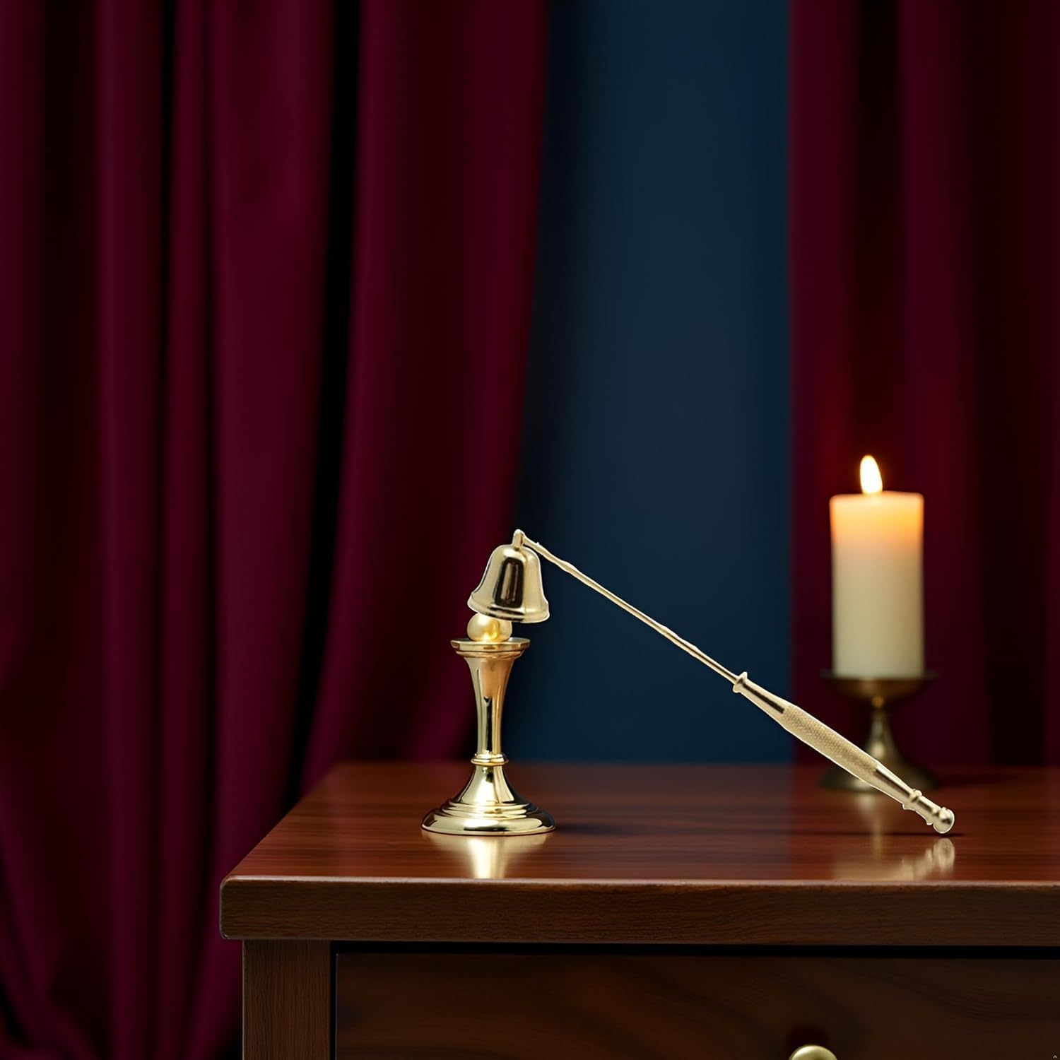 Elegant Gold Metal Candle Snuffer with Long Handle 1