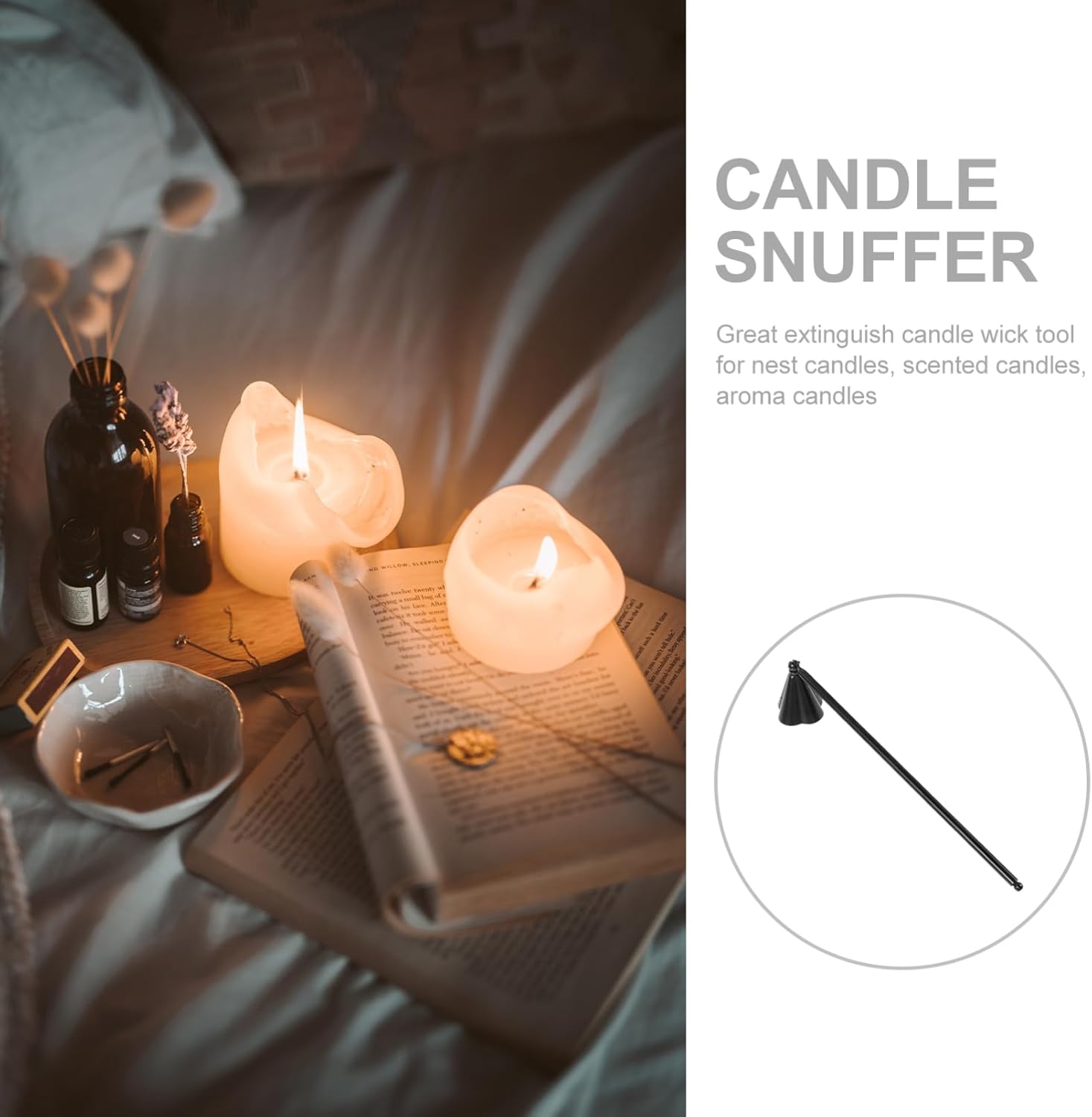 Stainless Steel Candle Snuffer with Long Handle for Safe Extinguishing 1