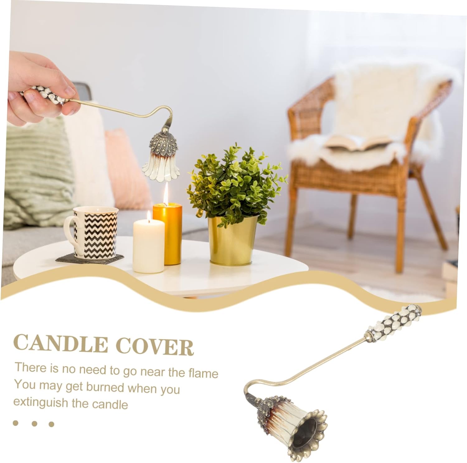 ERINGOGO Long Handled Candle Snuffer Flame Extinguisher for Scented Candles