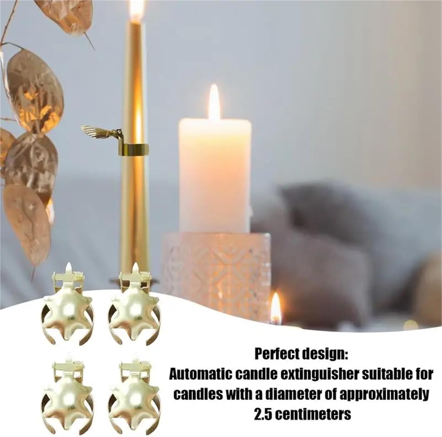 40Pcs Gold Candle Snuffer with Automatic Wick Extinguisher Ring