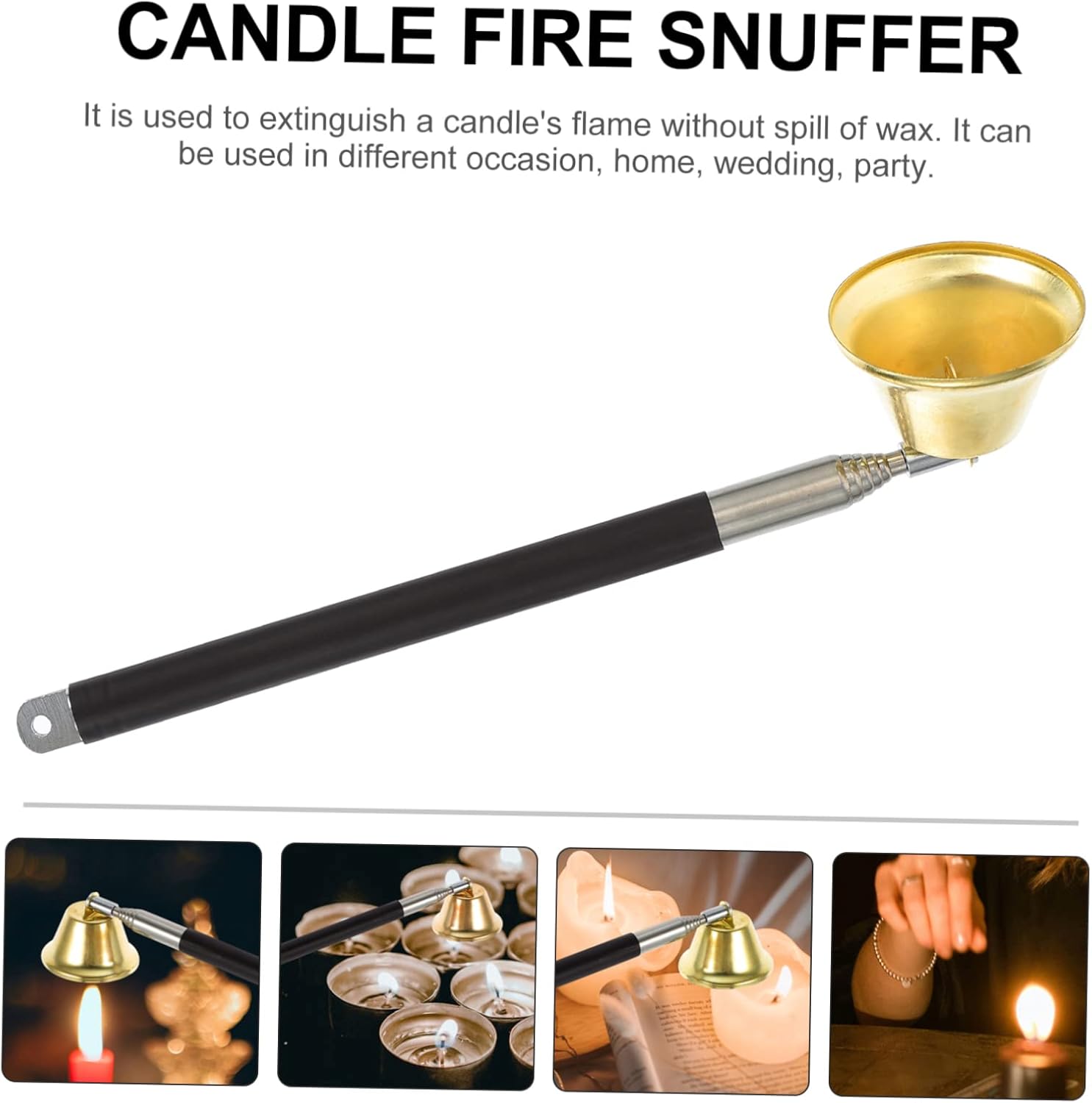 STOBAZA 1pc Extensible Buddhist Candle Snuffer with Candle Cutter and Wicks Trimmer