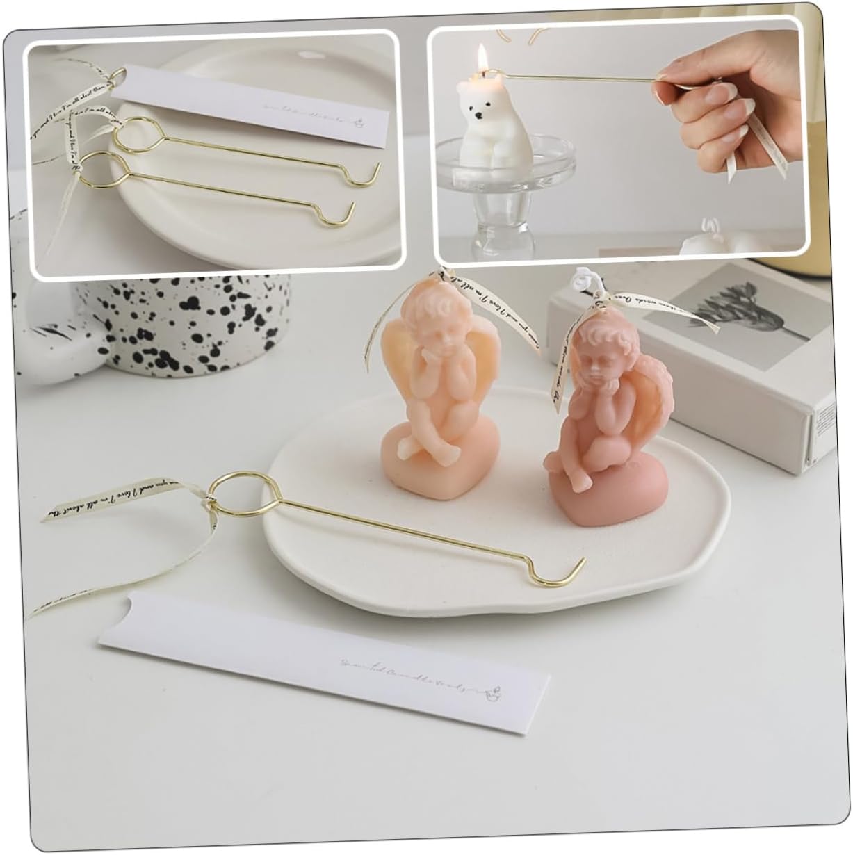2pcs Candle Wick Hook Tool and Stainless Steel Candle Snuffer Set