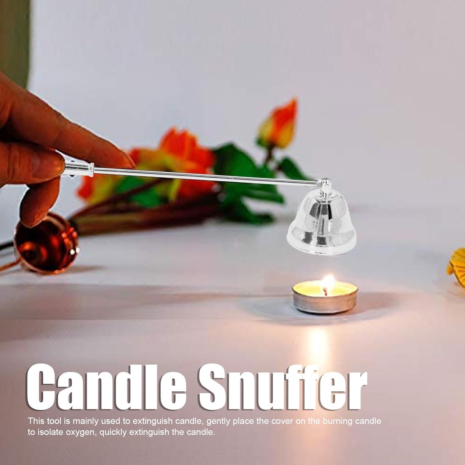 Zerodis Candle Snuffer 2PCS with Long Handle Silver
