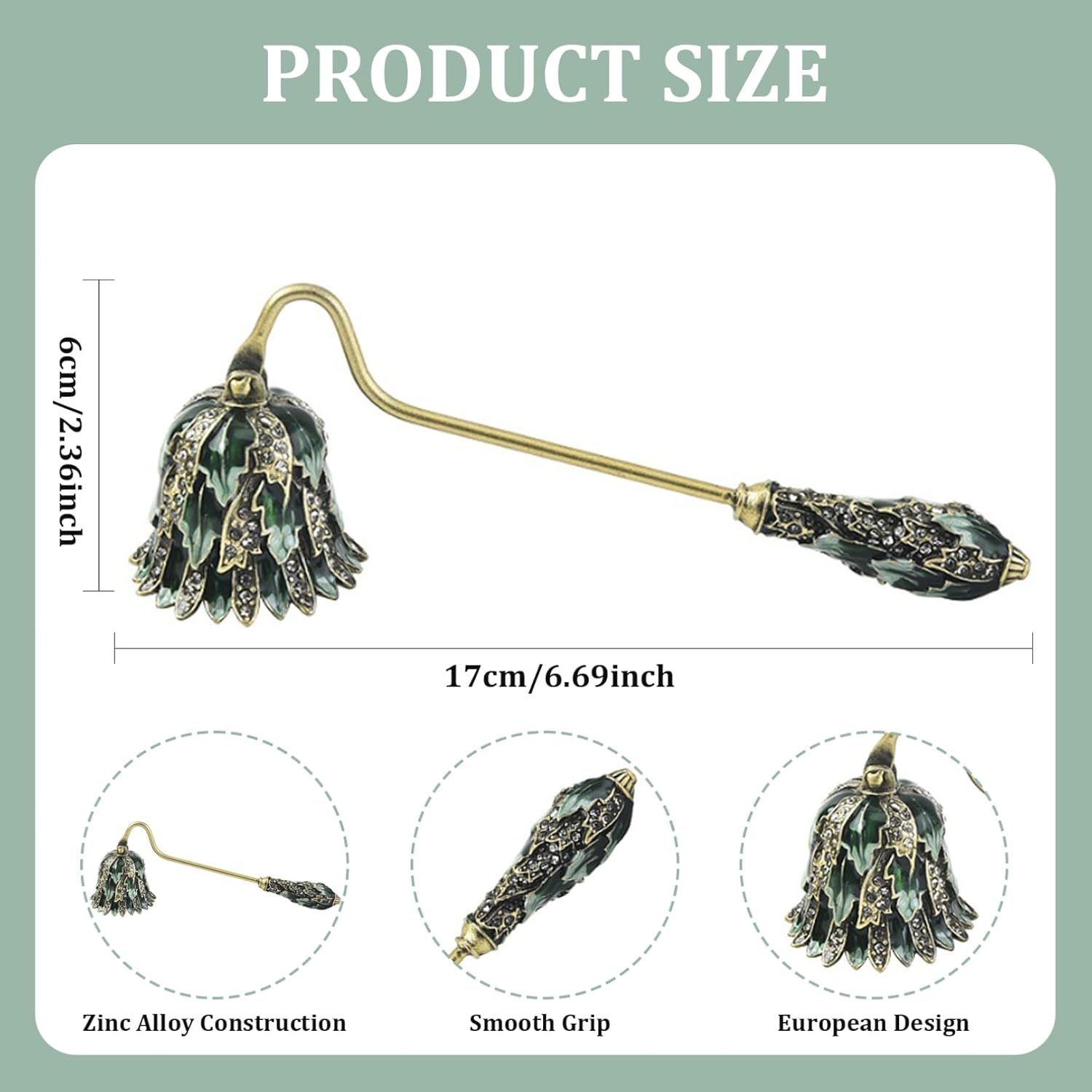 Zinc Alloy Candle Snuffer with Rhinestone Handle
