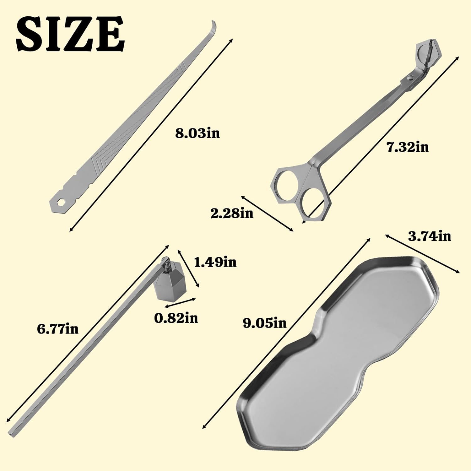 Premium 4 in 1 Candle Accessory Set - Silver