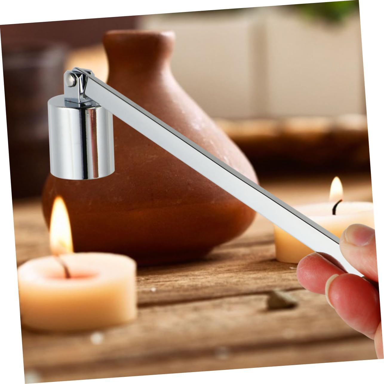 STOBAZA 2pcs Candle Snuffers with Long Handles Black and Silver