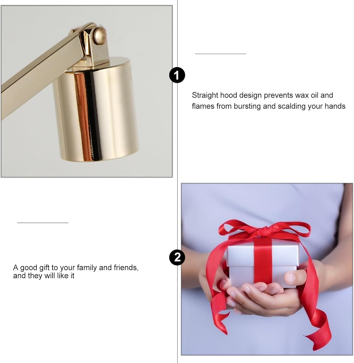 Zerodeko Candle Snuffer Golden Stainless Steel Wick Extinguisher with Long Handle