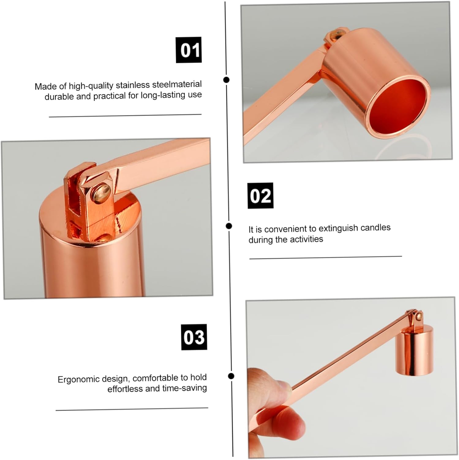 Rose Gold Candle Snuffer with Long Handle