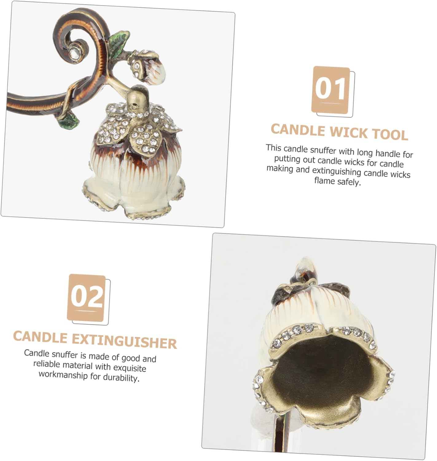 ERINGOGO Elegant Aromatherapy Candle Snuffer with Long Handle