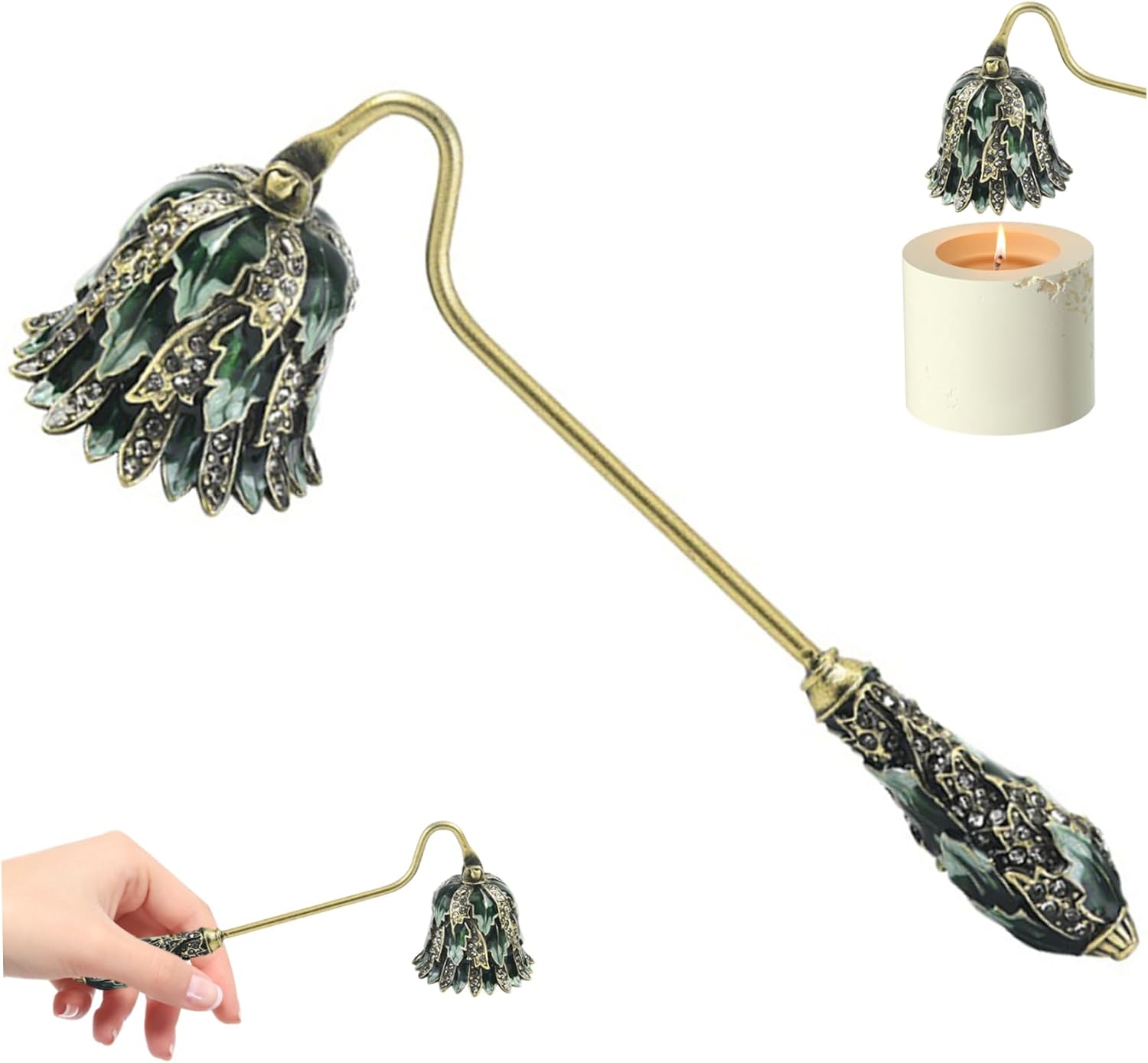 NASSMOSSE Rhinestone Candle Snuffer with Long Handle