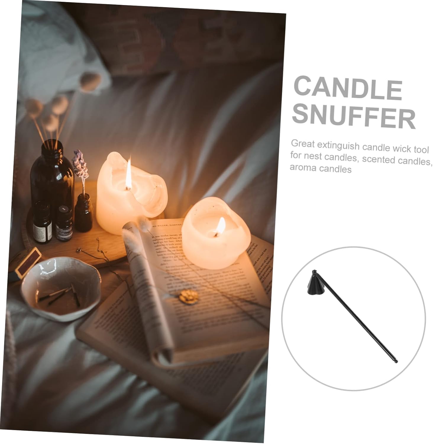 Stainless Steel Candle Snuffer Bell Flame Extinguisher Tool for Safe Wick Control