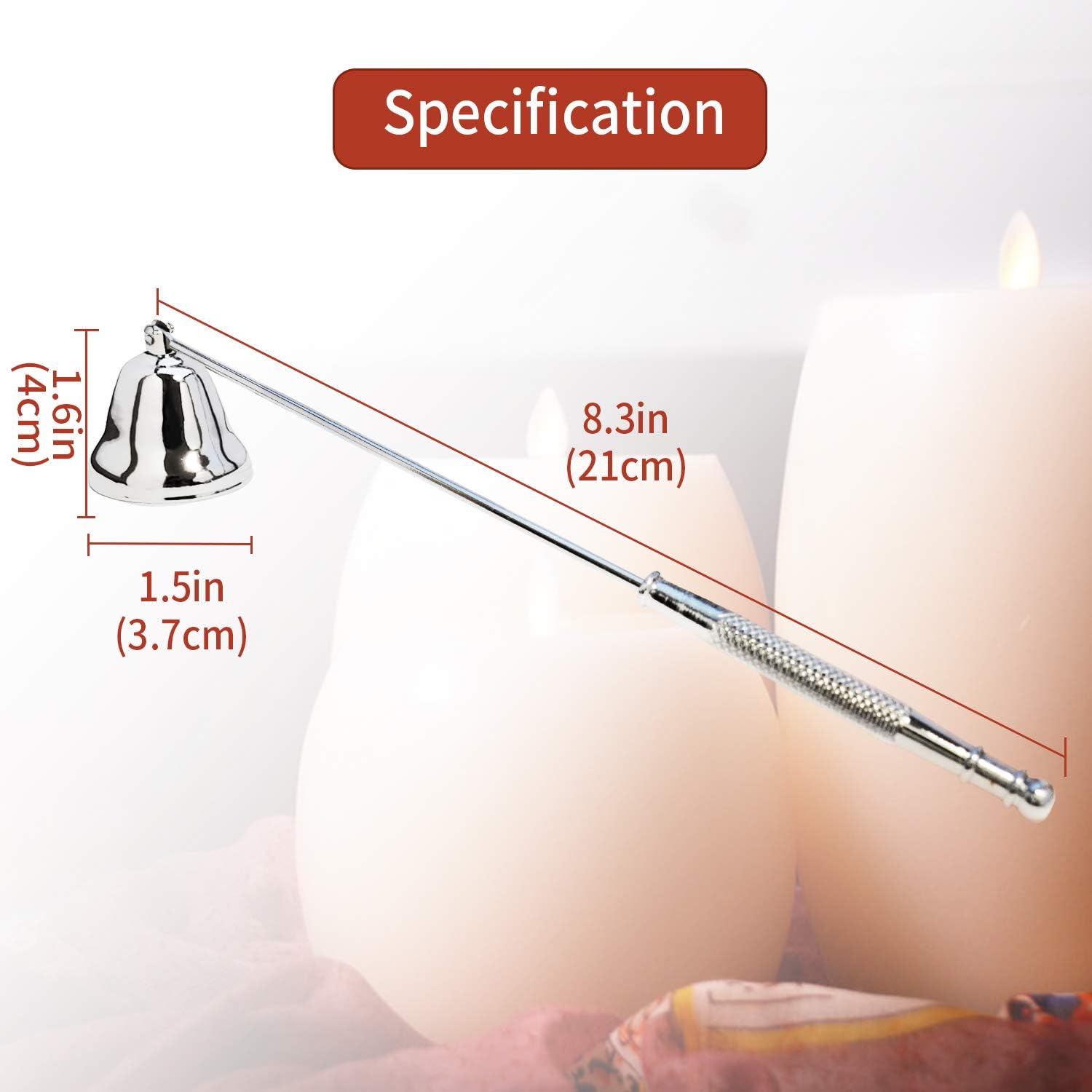 Premium Metal Candle Snuffer with Long Handle - Silver