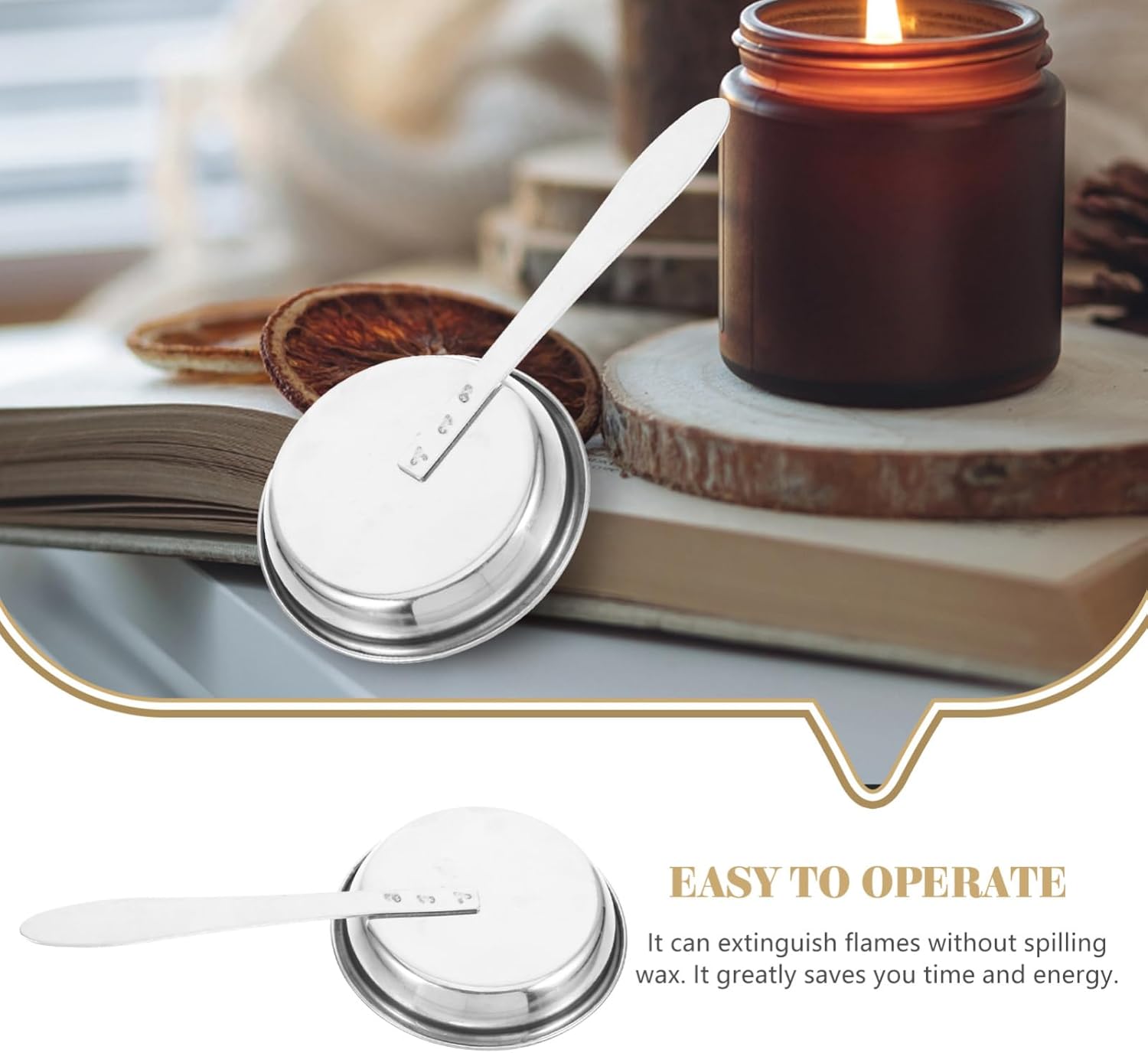 HOOTNEE Candle Snuffer with Long Handle for Fire Safety and Easy Extinguishing