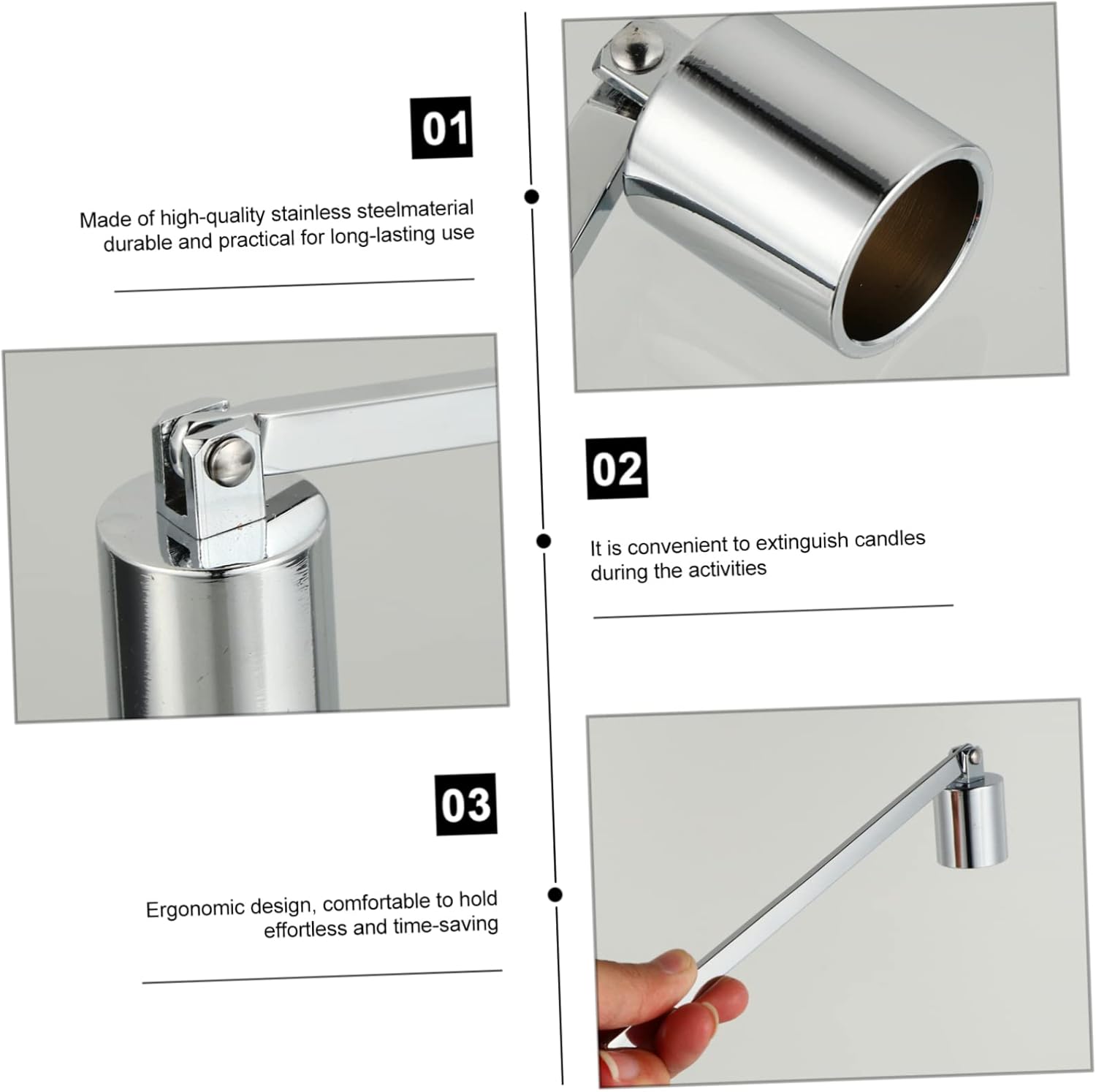Elegant Stainless Steel Candle Snuffer with Handle