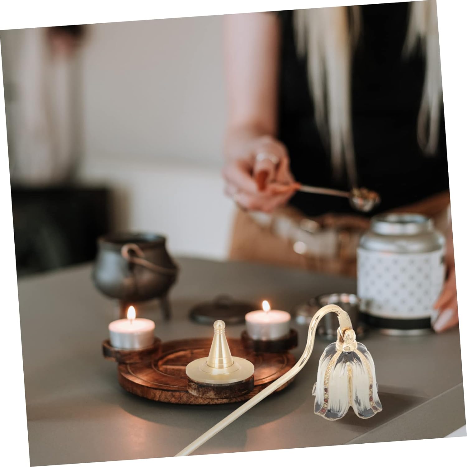 GOOHOCHY Candle Snuffer Long Handle Metal Extinguisher for Home Use