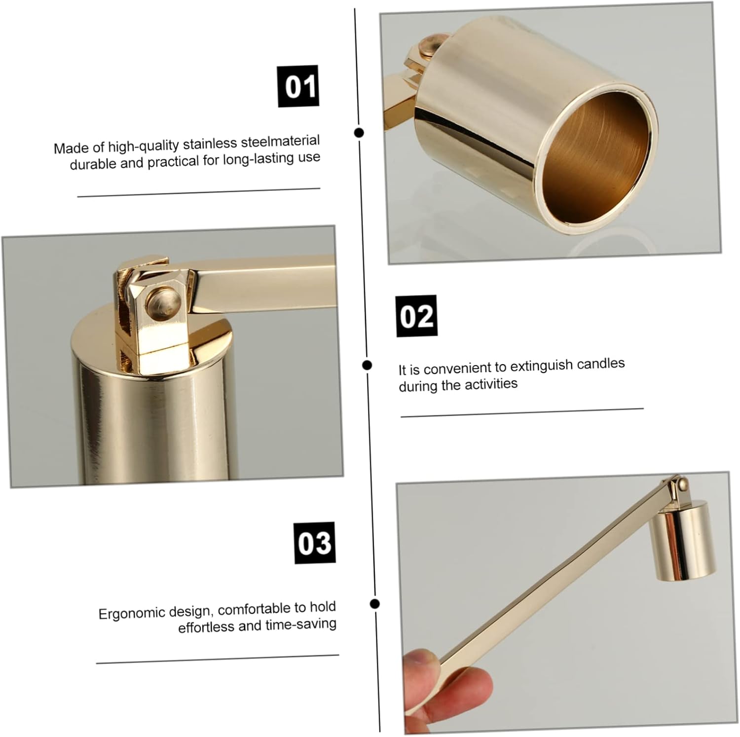 3pcs Stainless Steel Candle Snuffer with Long Handle